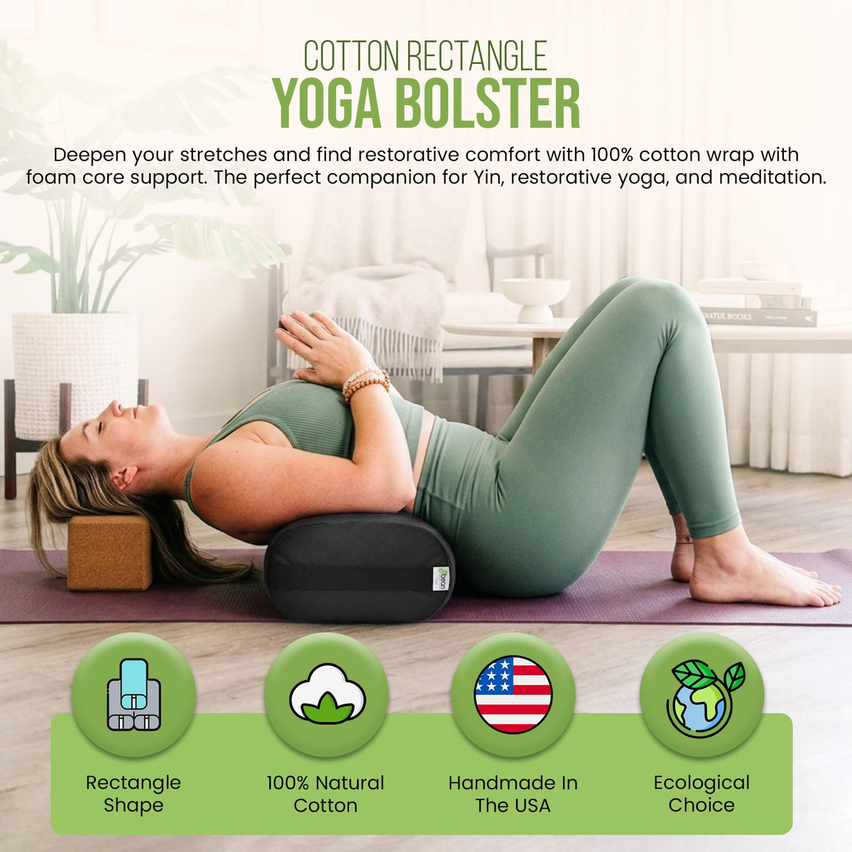 Yoga Bolster Soft yet Firm (Rectangular / Saffron)