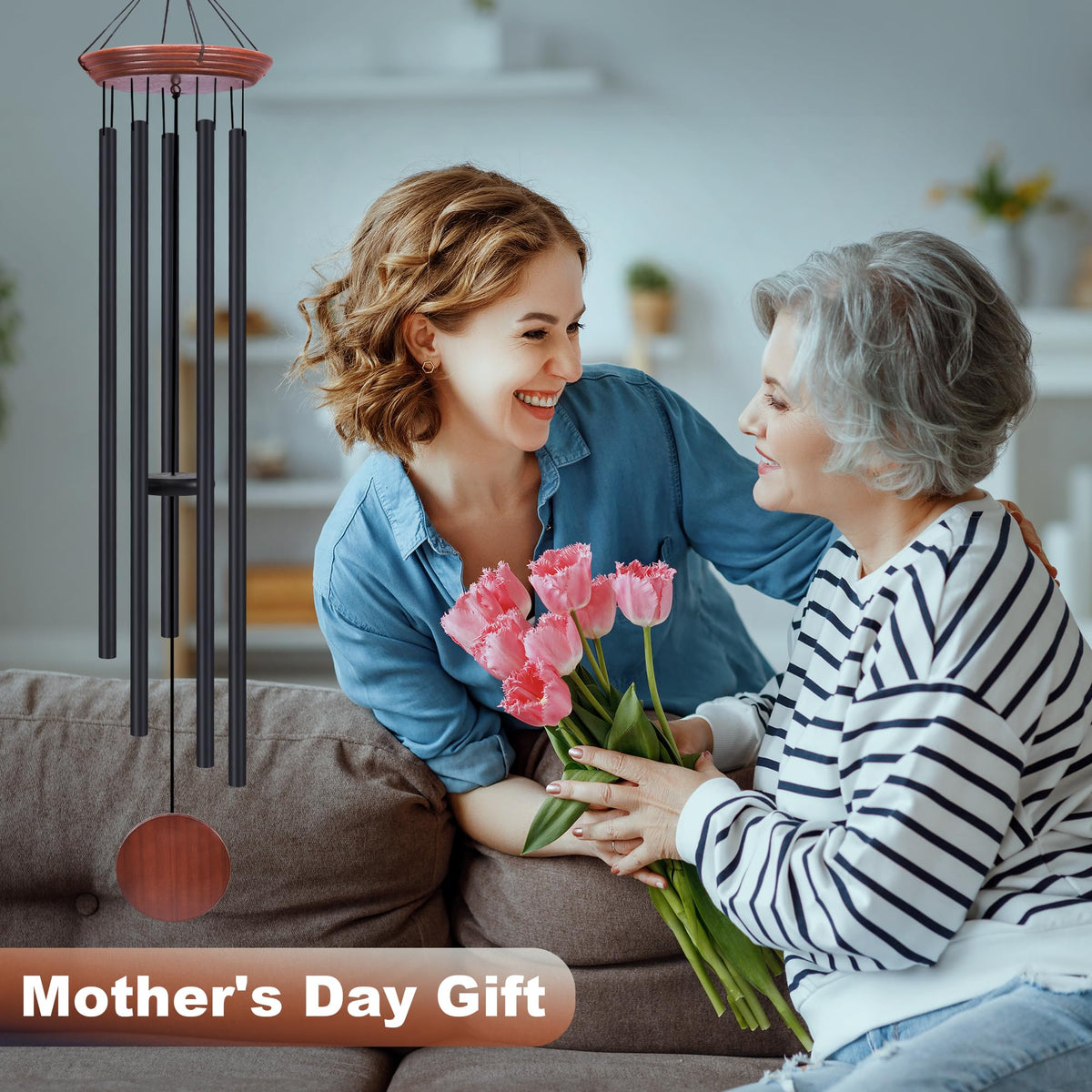 60" Extra Large Memorial Wind Chimes for Outside (Black)