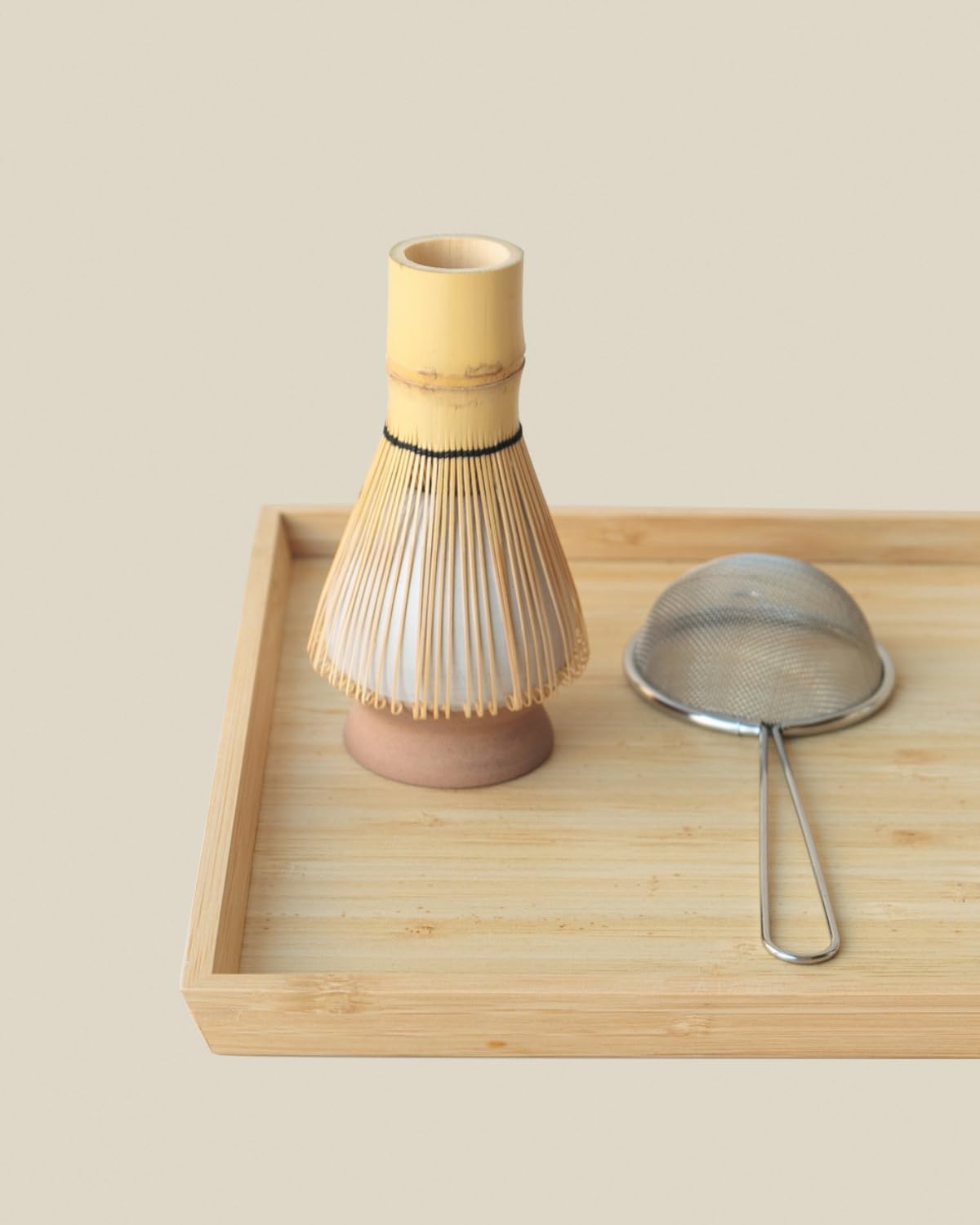 Matcha Set 5 Pcs Matcha Whisk Set (Linen White & Clay)