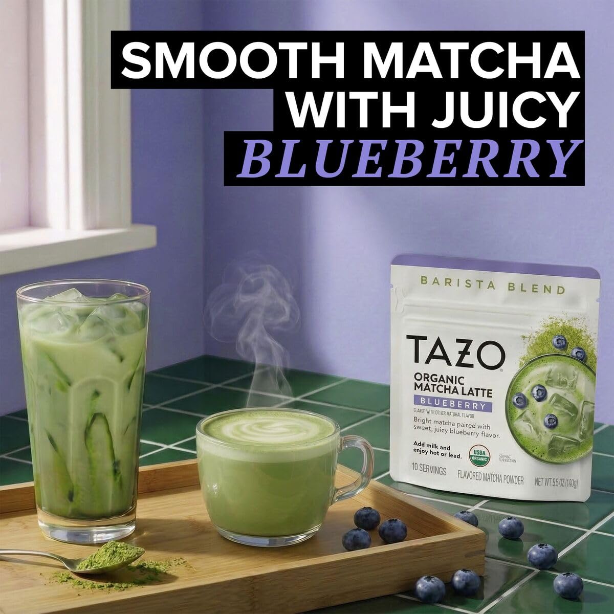 Organic Blueberry Matcha Latte Powder (3.5 Ounce (Pack of 1))