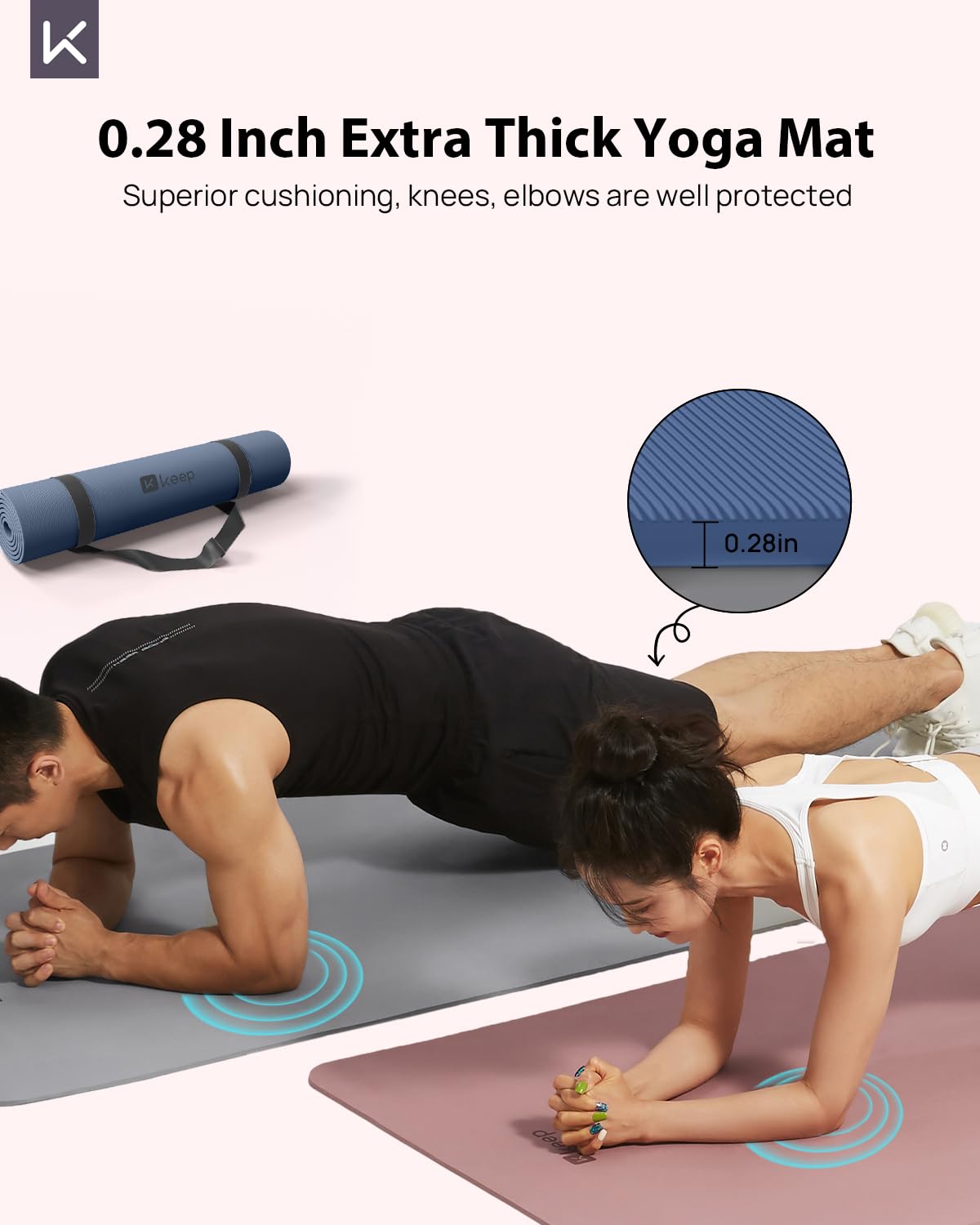 Extra Wide & Thick TPE Yoga Mat (Navy Blue)