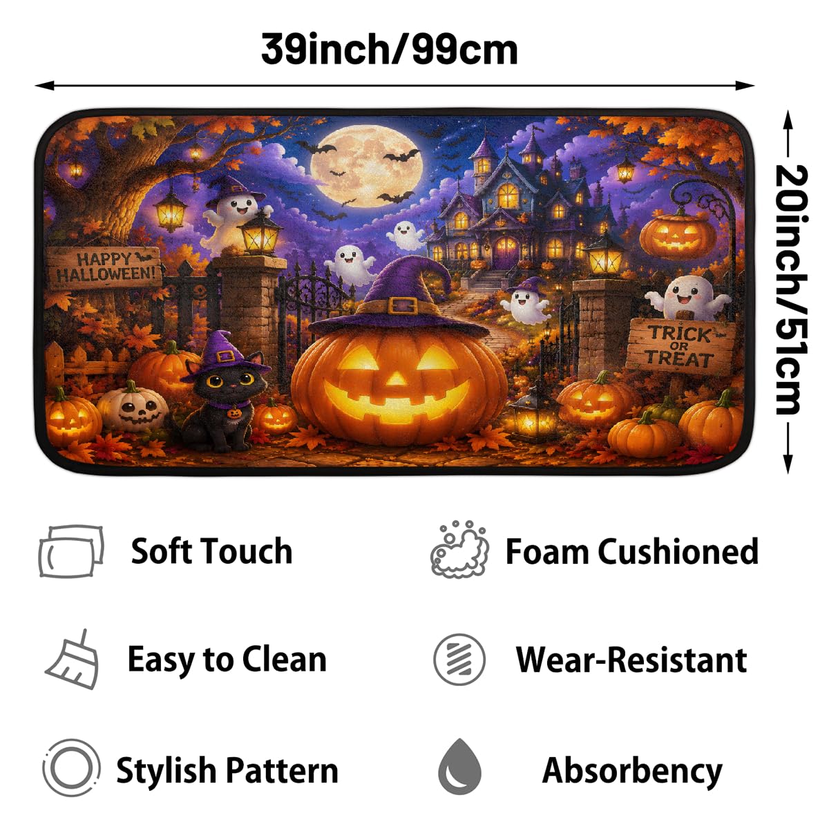 Halloween Kitchen Rugs Kitchen Mats Non Slip Floor Mat (Z:f-color 4)