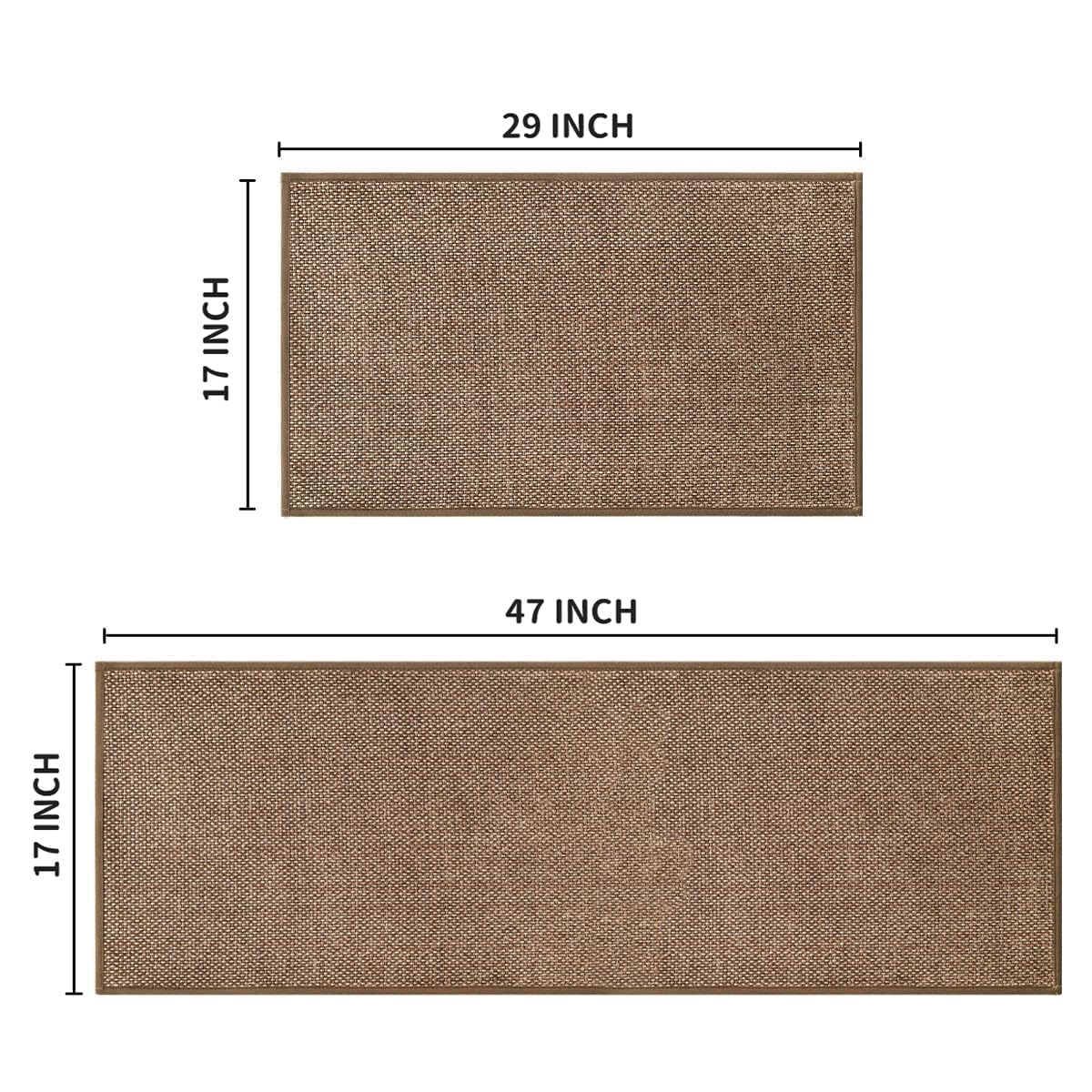 Washable Kitchen Rugs and Mats Set of 2 (1'5" x 3'11" / Coffee)