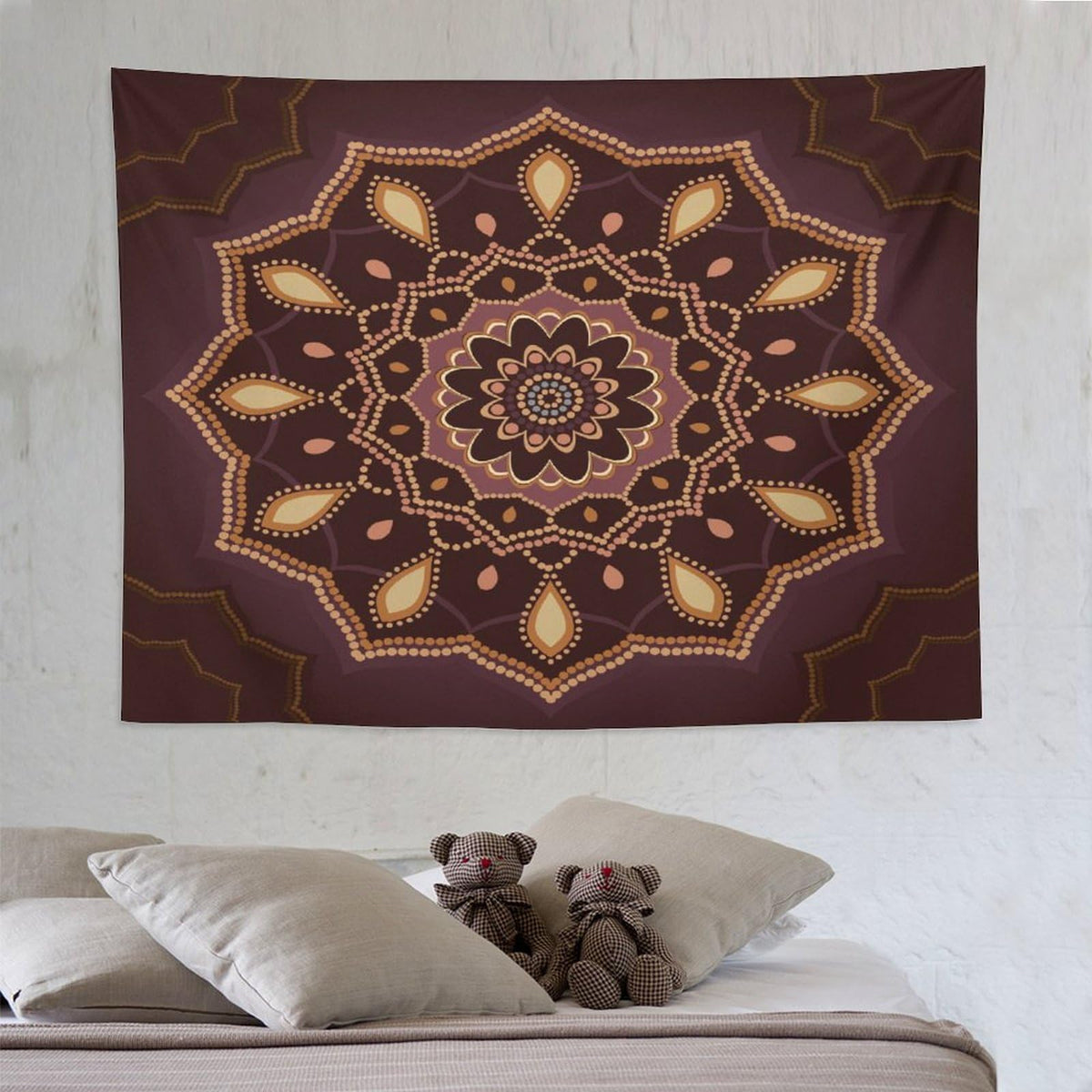 Ornamental Mandala Tapestry Wall Hanging Indian Hippie Bohemian Art Floral Texture Pattern Tapestries Home Decor for Living Room Bedroom Apartment Farmhouse Dorm 60"x80" (60"L x 80"W / Mandala-11)