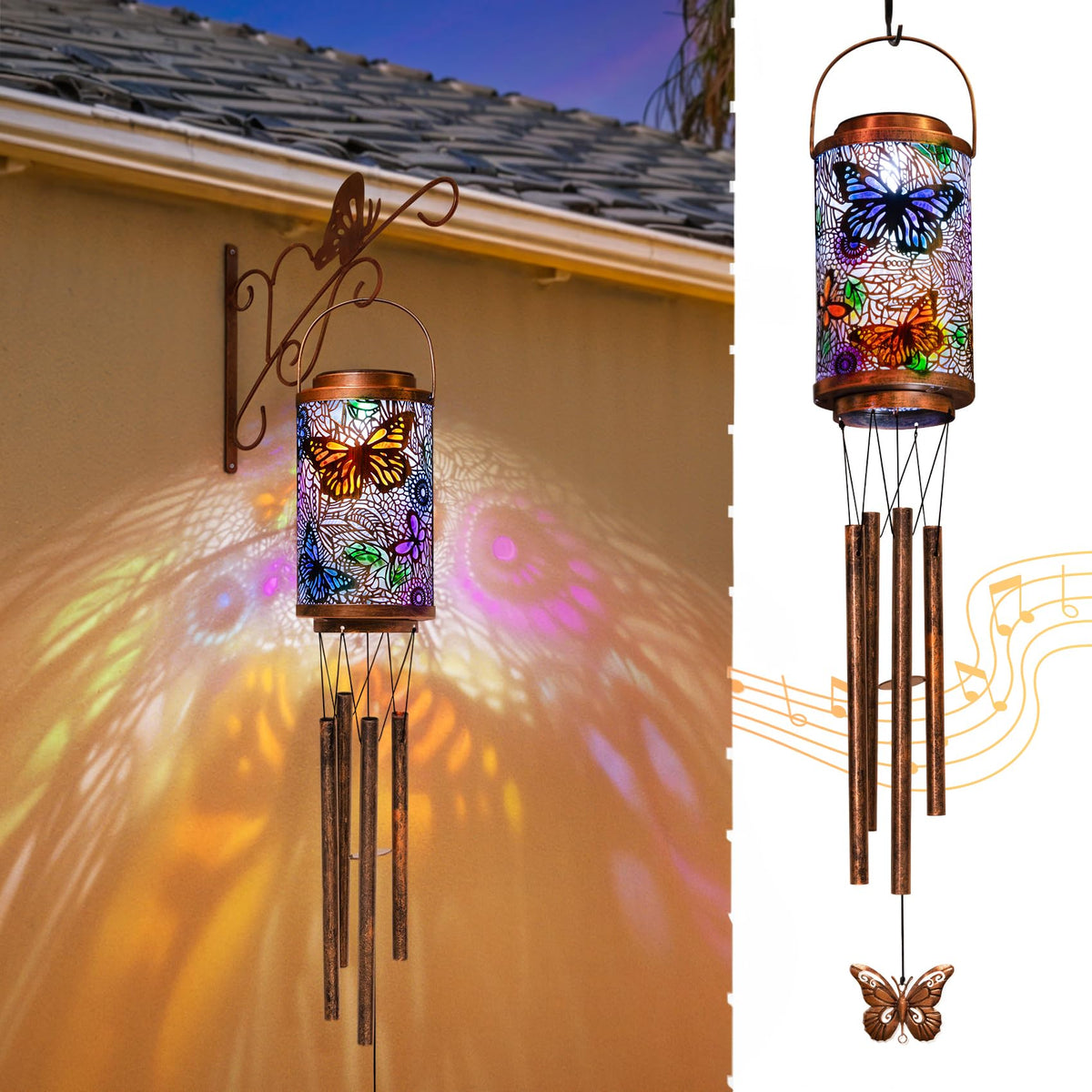 Butterfly Solar Wind Chimes for Outside