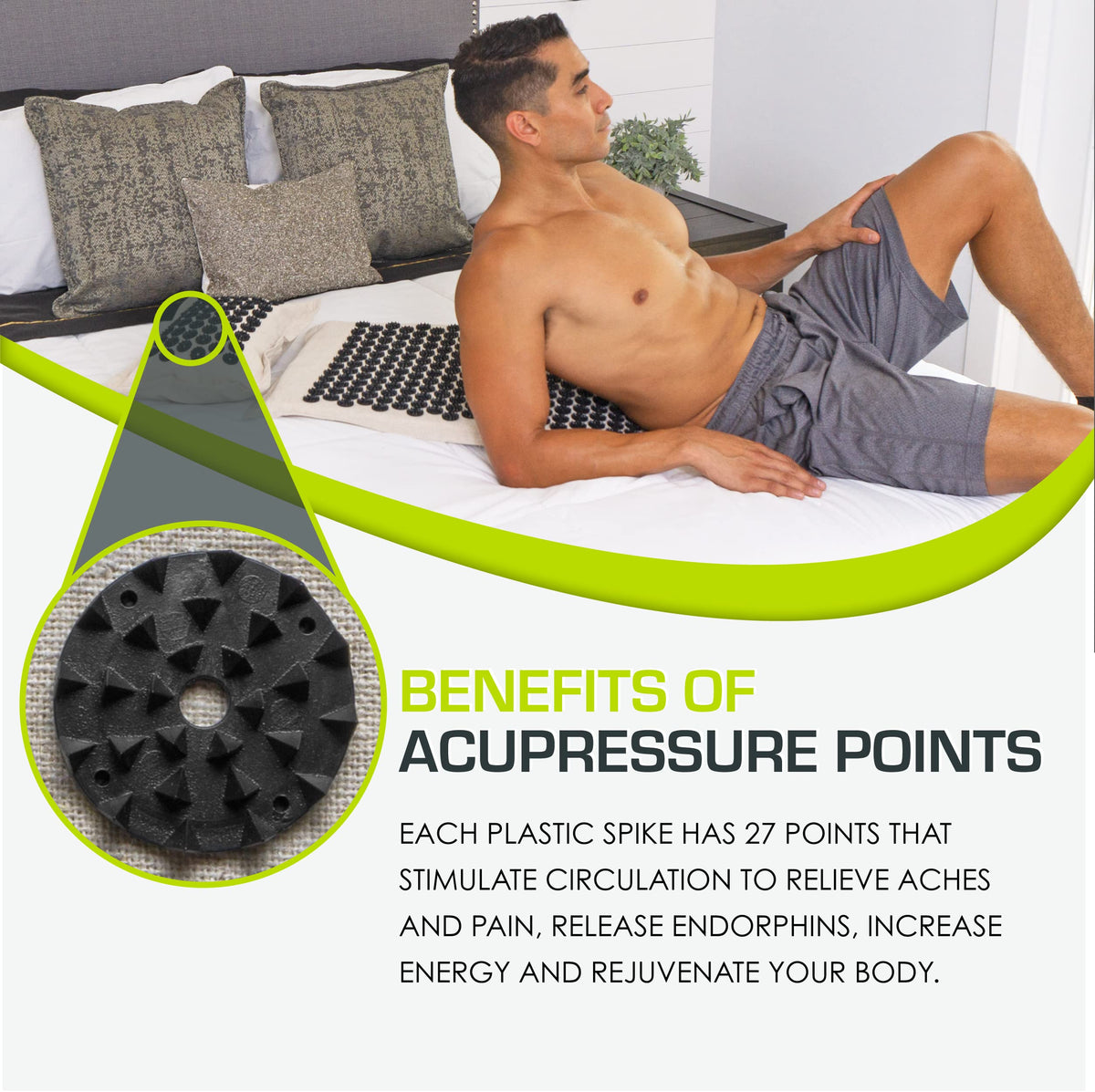Fit Ki Acupressure Mat and Pillow Set with 100% Natural Linen for Back (Onyx Gold)