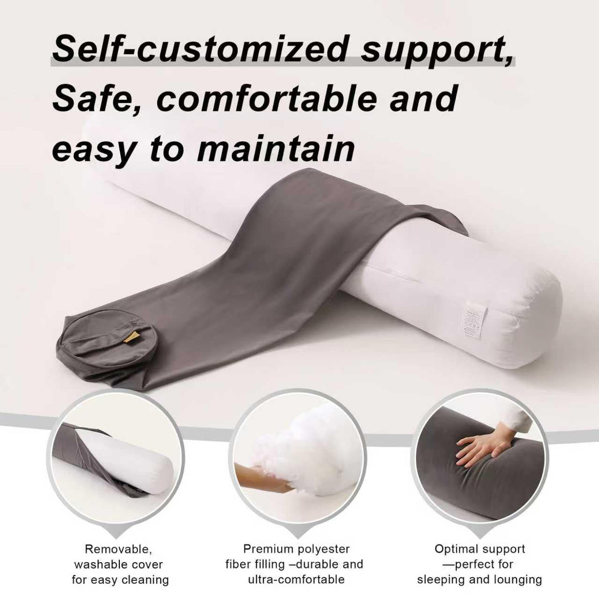 Body Pillow for Adults (Steel Gray / 59"*7.87")