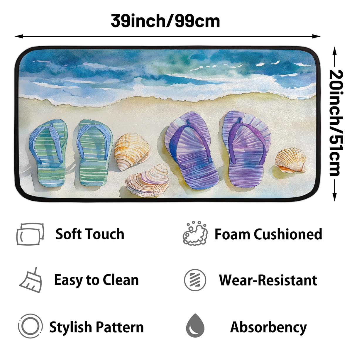 Beach Summer Kitchen Rug Non (Color40)