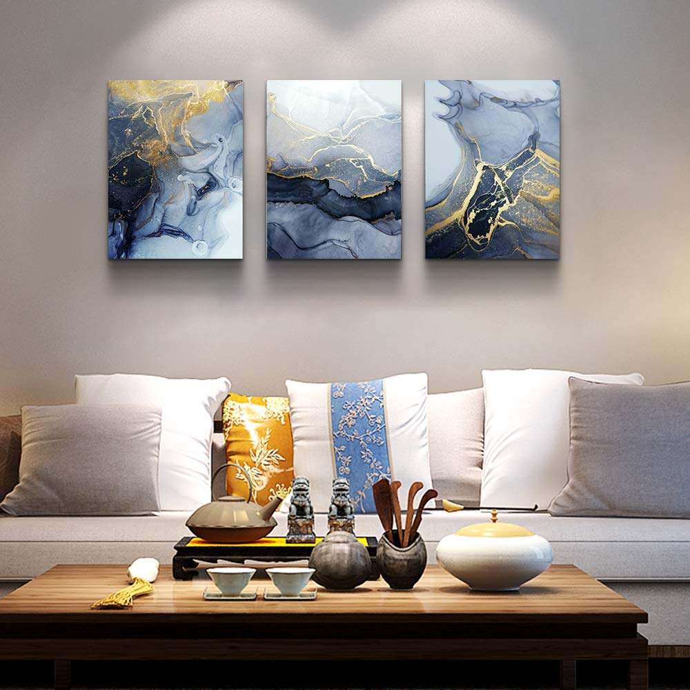 Abstract Wall Decor for Living Room Bedroom Wall Art (12x16inches*3pcs / Abstract Line Painting Canvas)