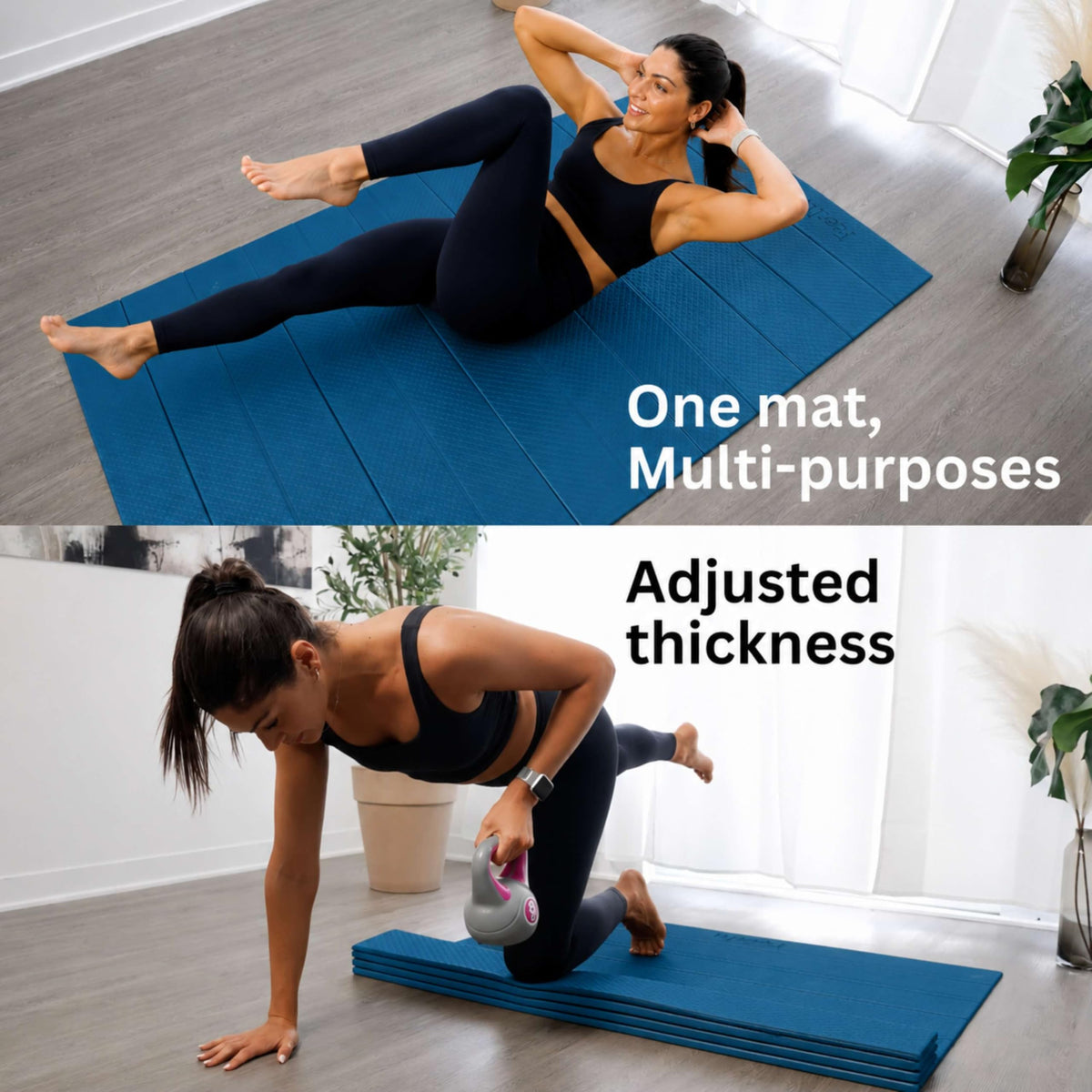 Original Foldable Yoga Mat XL (Ocean Depths + Poinciana / 48" x 72" x 1/3")