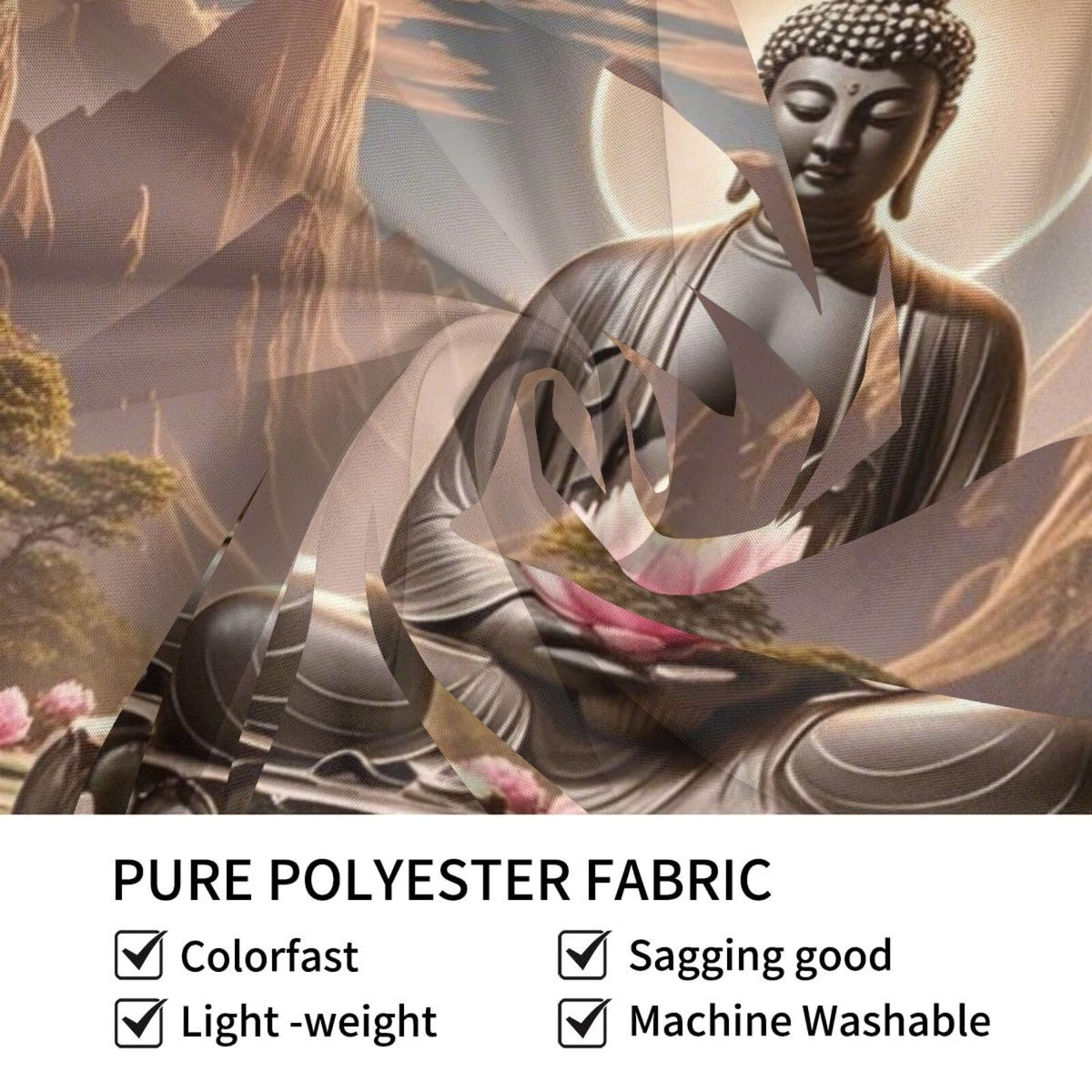Zen Tapestry Buddha Tapestry Spiritual Meditation Wall Hanging Buddhist Wall Art Zen Lotus Flower Tapestries For Bedroom Living Room Decor 60"x80" (80"L x 60"W / Golden light Buddha)