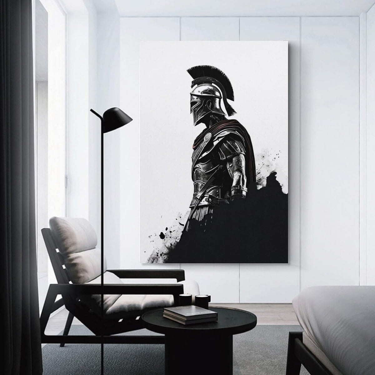 Spartan Warrior Soldier Canvas Printing Wall Art Prints Wall Decor Posters Minimalist Black White Greek Armor Figure Scandinavian Bohemian Living Room Bedroom Office Decor 24x36inch (style-9 / 24x36inch(60x90cm) Unframe)