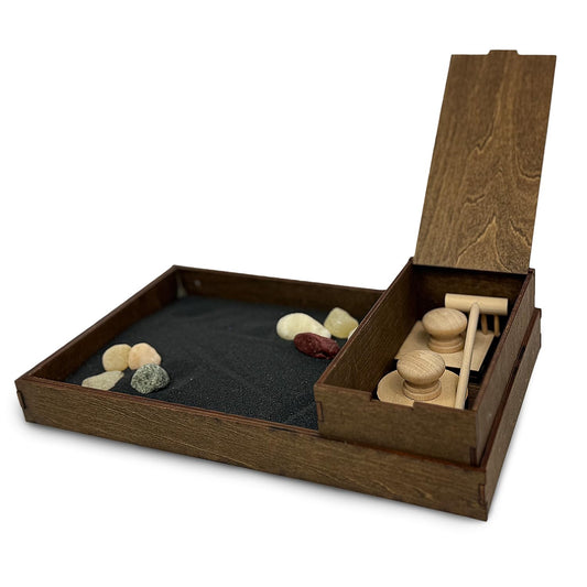 Wooden Zen Garden with Accessories Box (Moonless Night / Storage Box)
