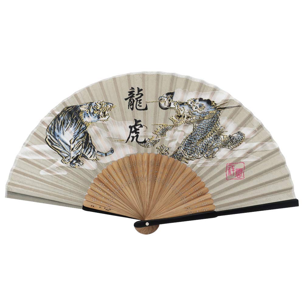 Folding Fan [Japan Import] Hand Fans for Women Foldable (900 (Dragon, Tiger))