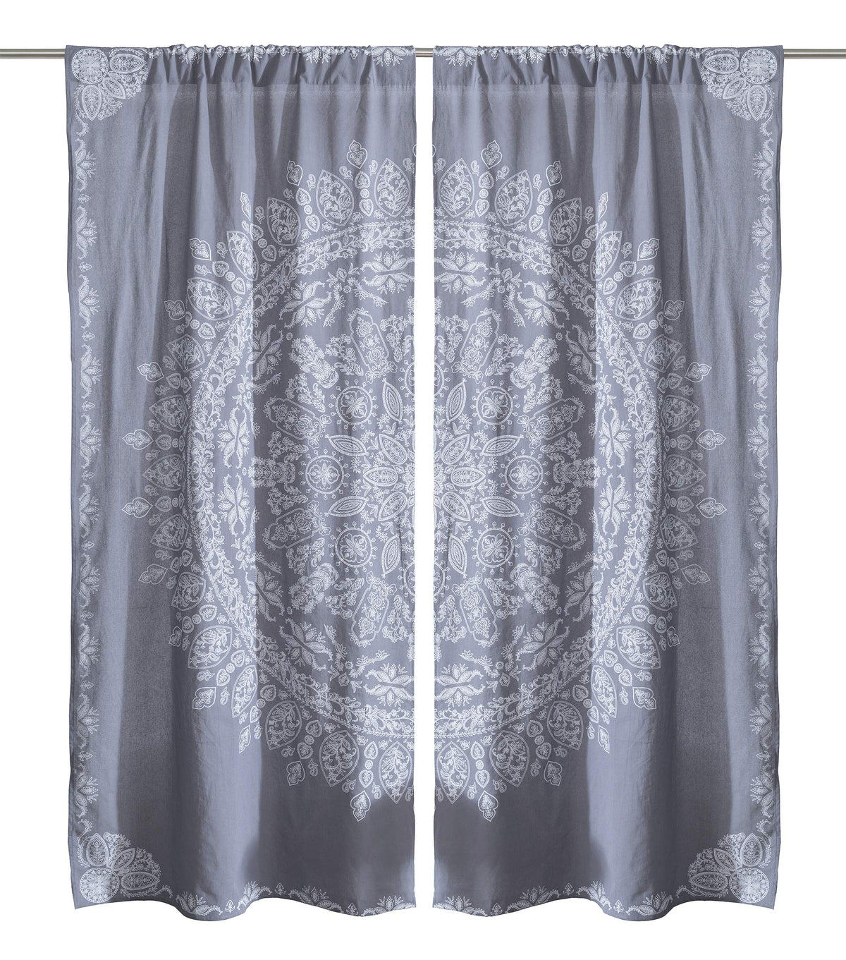 Indian Hippie Mandala Bohemian Beautiful Grey Window Door Drapery Curtain Bedroom Living Room Balcony Valance Panels (38"W x 83"L (Pack of 2) / Grey)