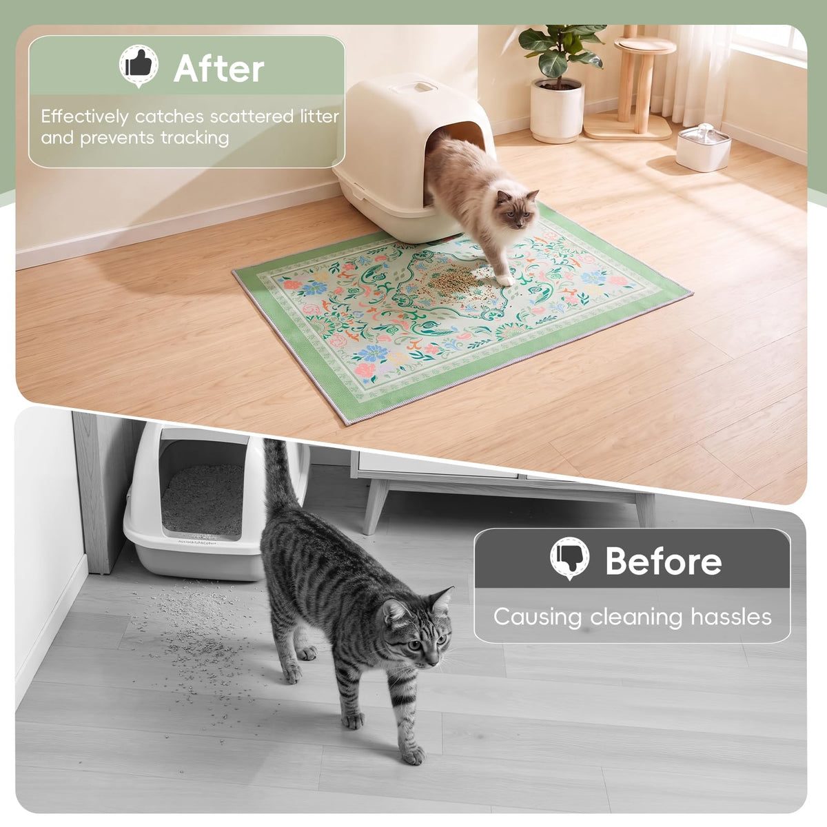 Cat Litter Mat (Bean Green Mandala / M(28x20in))