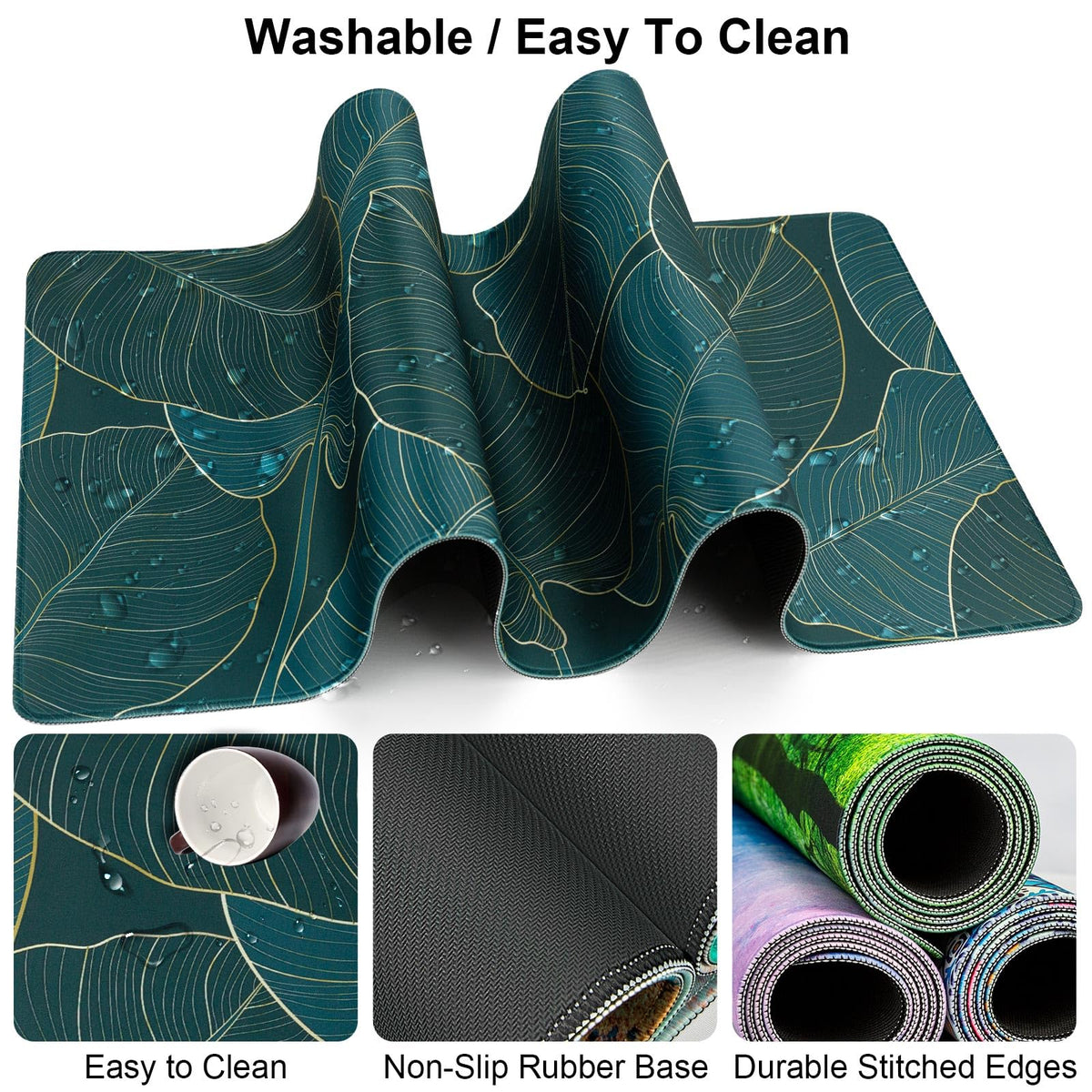 4 in 1 Mouse Pad and Keyboard Wrist Rest (B5-green Leaves)