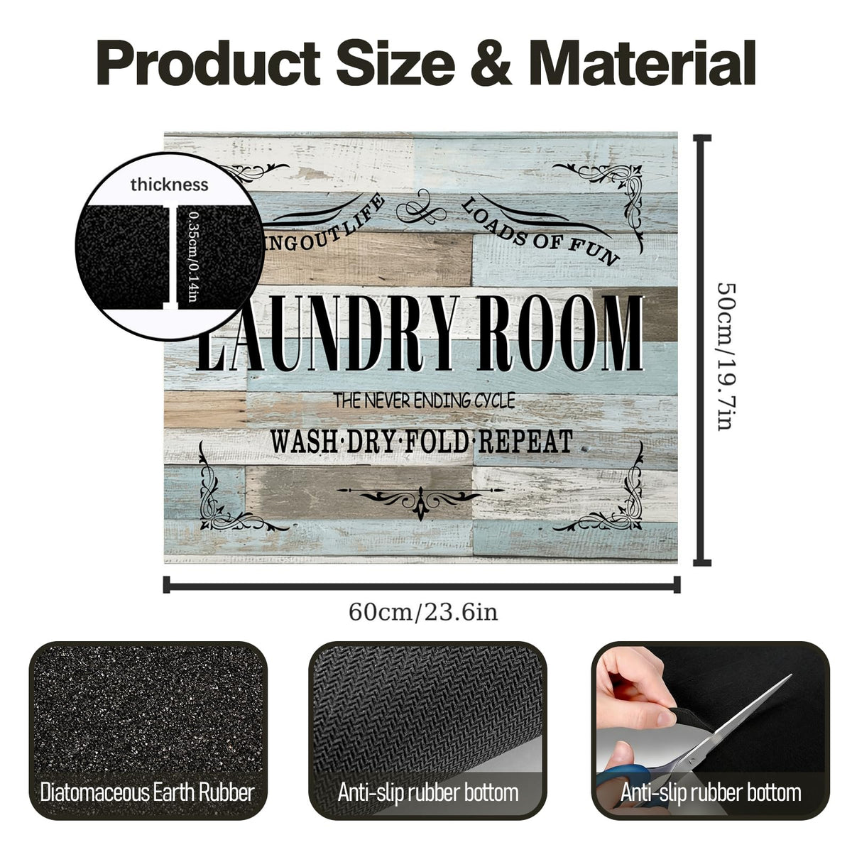 Dryer Top Protector Mat (wood grain laundry room)