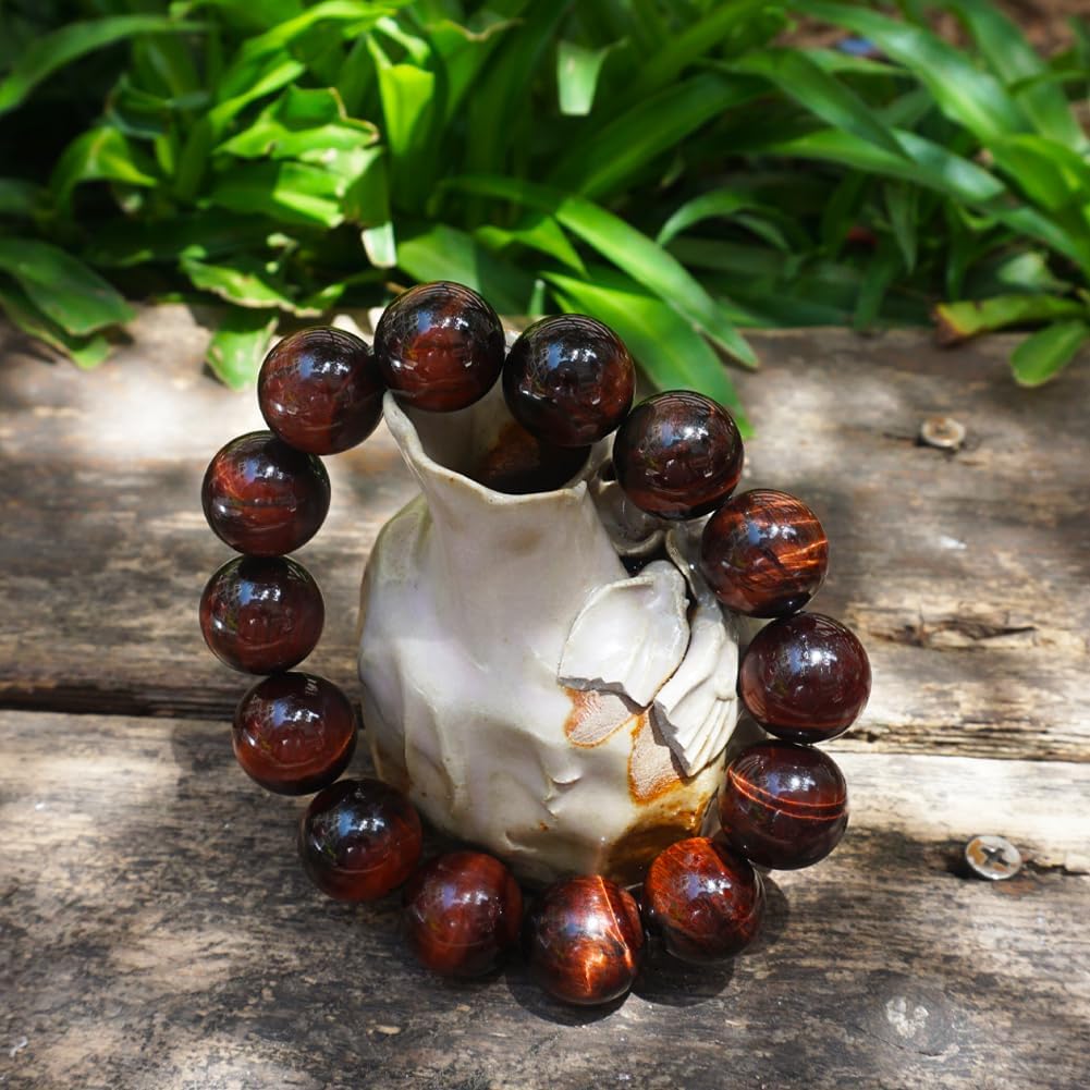 18MM Red Tigers Eye Bracelet for Men Women (18MM Red Tigers Eye Bracelet)