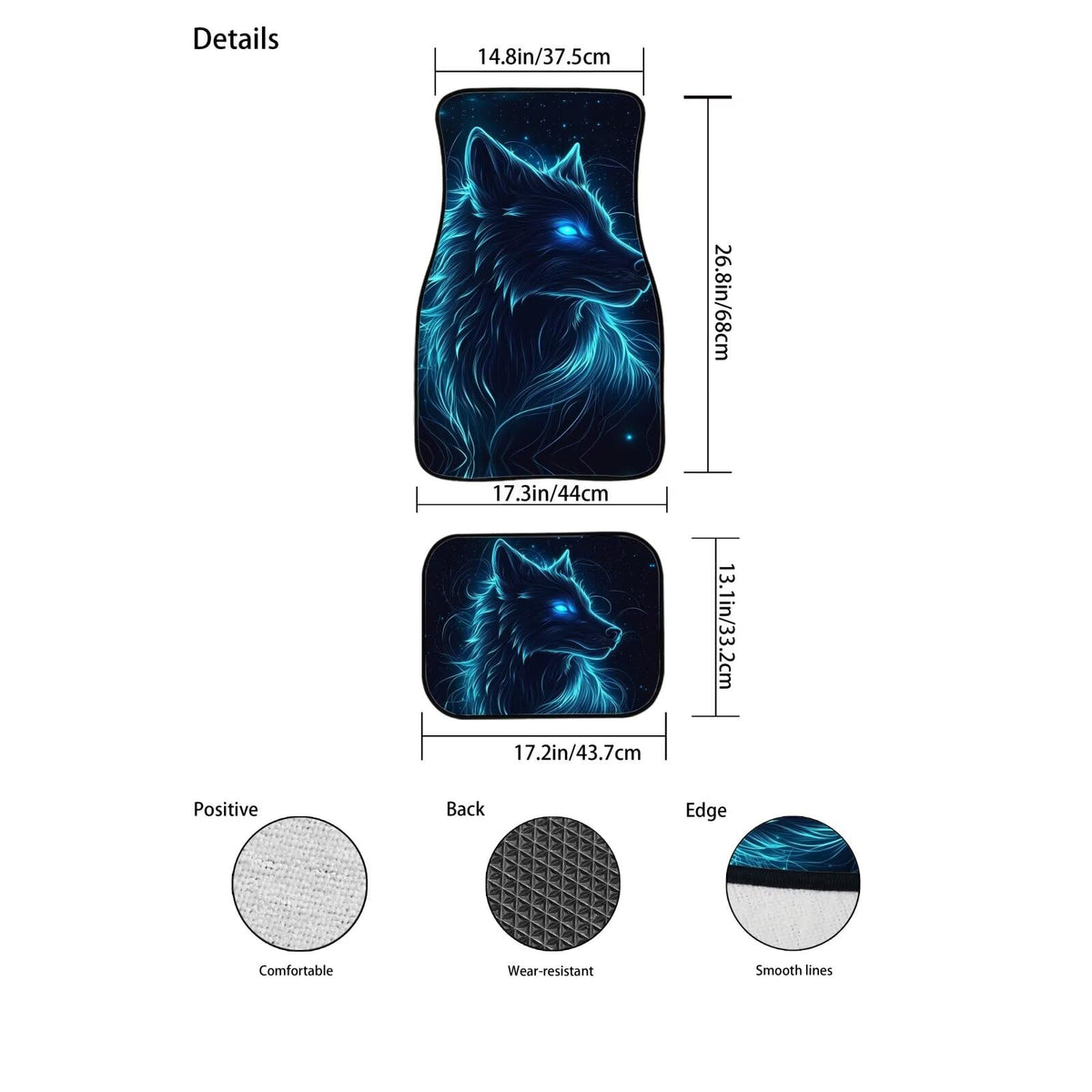 Galaxy Wolf Car Floor Mat Protector Non Slip Car Floor Mats Rubber Rear Front Seat Automotive Foot Mat SUV Truck Vehivle Van Cars Carpet Mats 4 Pcs Wolf Car Accessories (Galaxy Wolf)