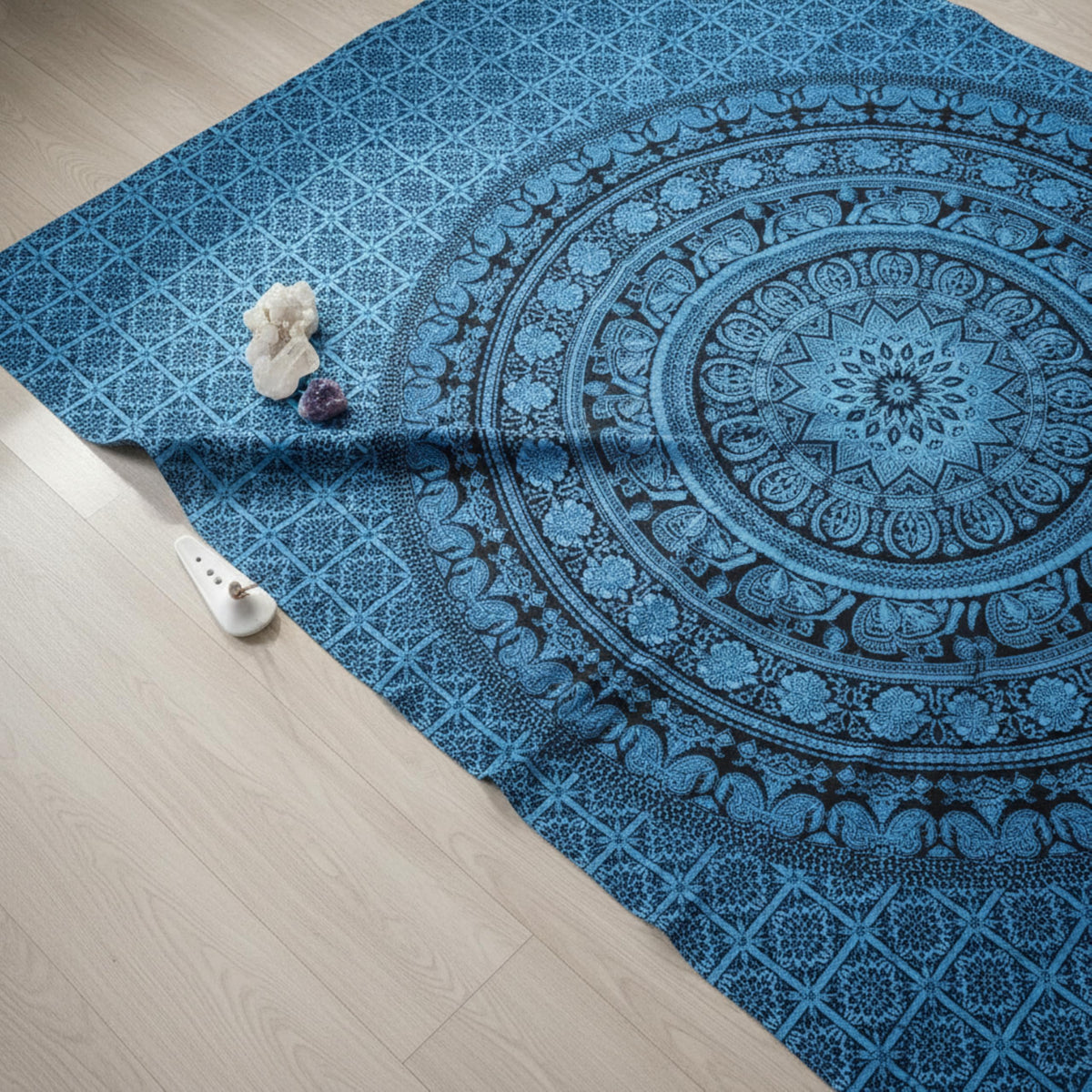 Cotton Mandala Tapestry (Blue / 50"L x 60"W)