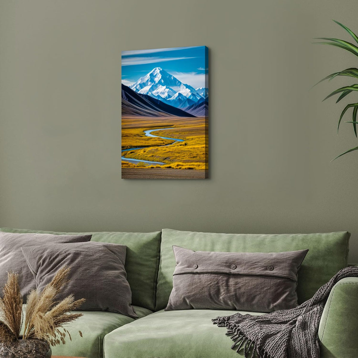 McKinley Mountain Wall Art Denali National Park Pictures Bathroom Decor Mountain Landscape Canvas Photo Alaska Scenery Painting Nature Artwork for Bedroom Living Room Home Decoration 16x24" (24"L x 16"W / McKinley)