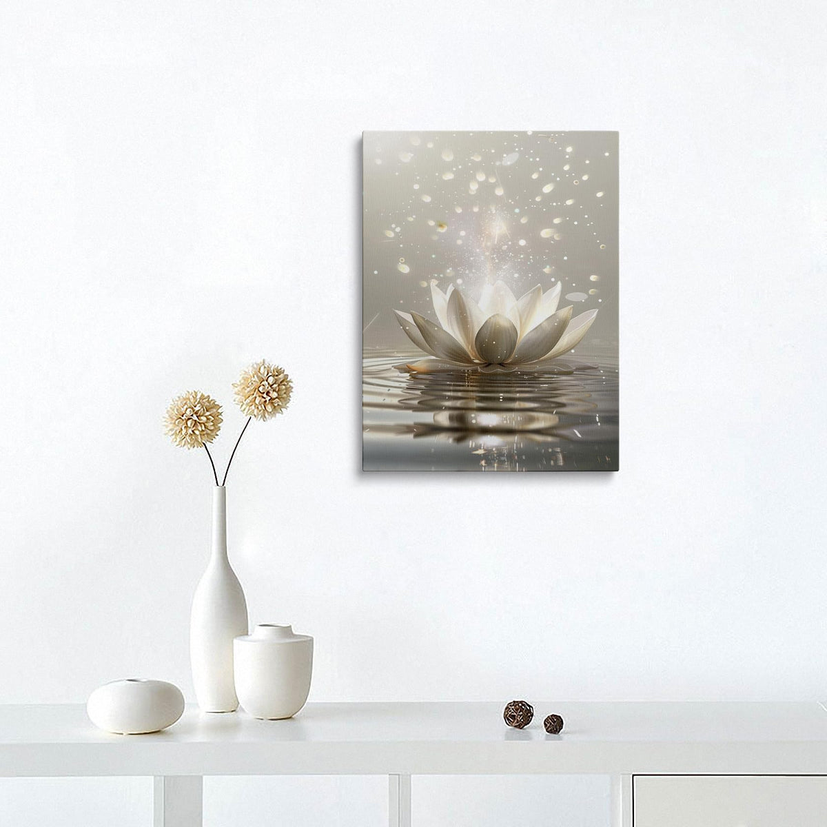 Framed Canvas Wall Art Zen Lotus Flower Spiritual Floral Painting Prints Posters Wall Decor Artwork for Spa Bathroom Bedroom Living Room Office Meditation Room Yoga Studio 12x16 Inches (Lotus Flower02 / 16"L x 12"W)