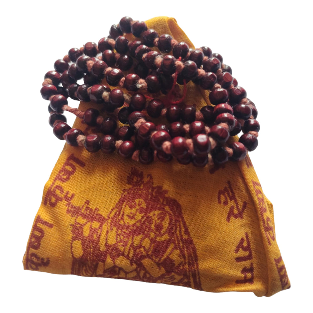 Tulsi Mala 108 Beads for Neck with Gaumukhi Jap Mala Bag for Pooja Worship (Red Tulsi Mala 8 MM)