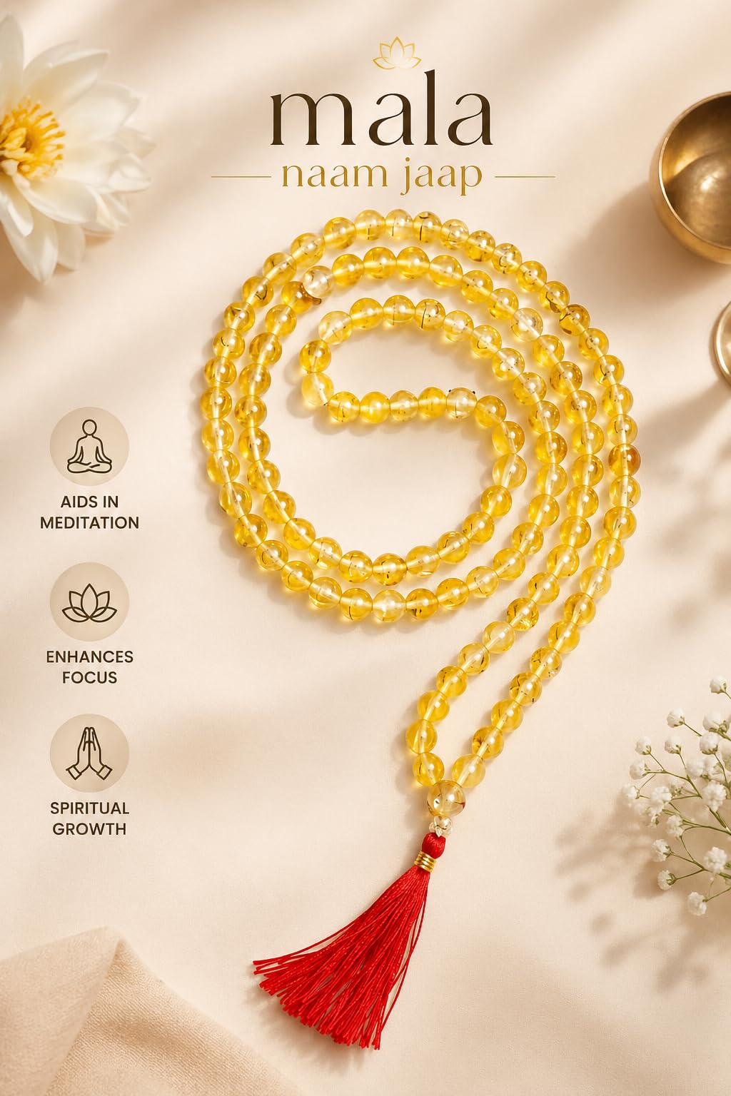 Japa Mala 108 Beads Citrine (Citrine)