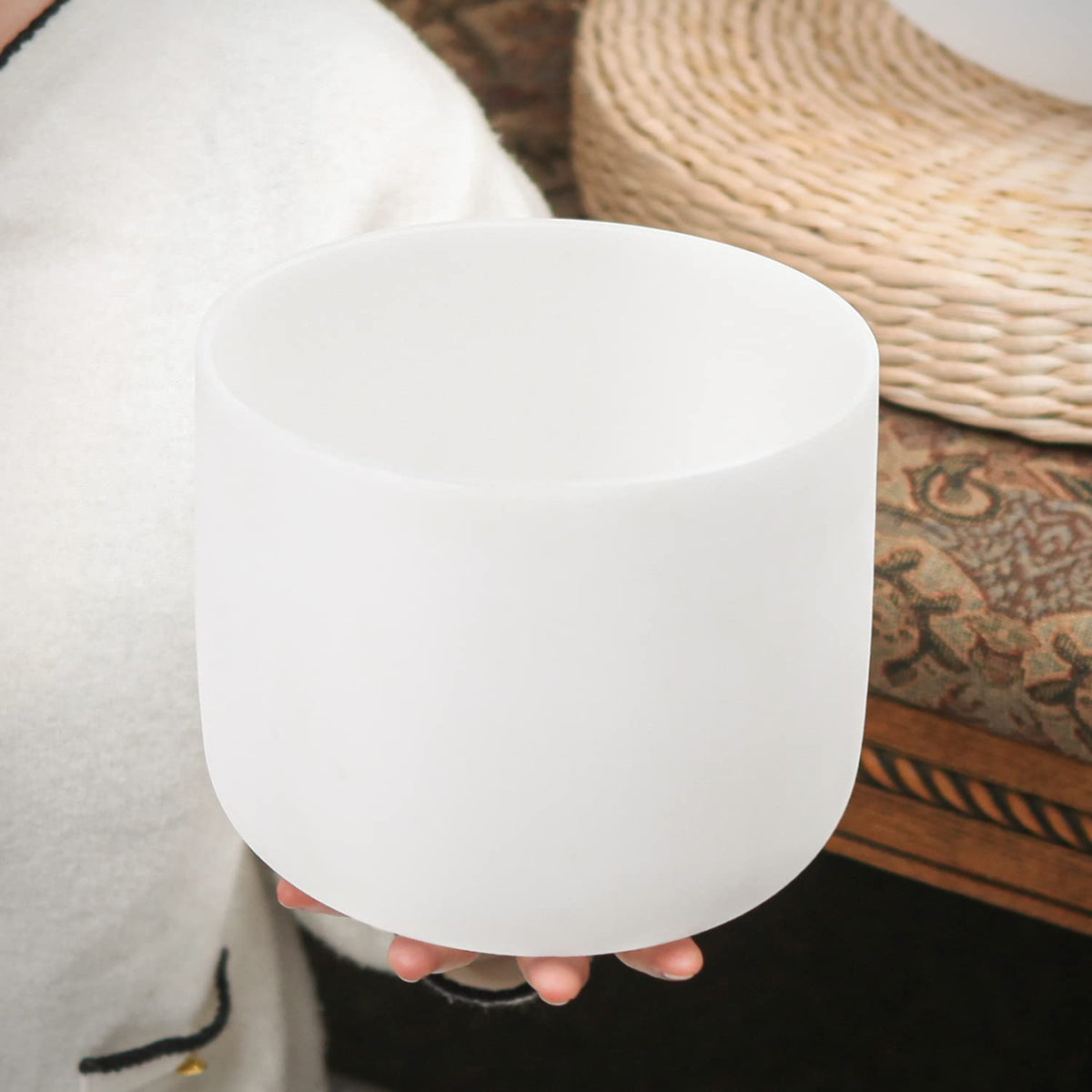 8inch 432 hz B Note Quartz Crown Chakra Singing Bowl forSound Healing Music Instrument With Carrying Case (8Inch B 432hz White / 8 Inch)