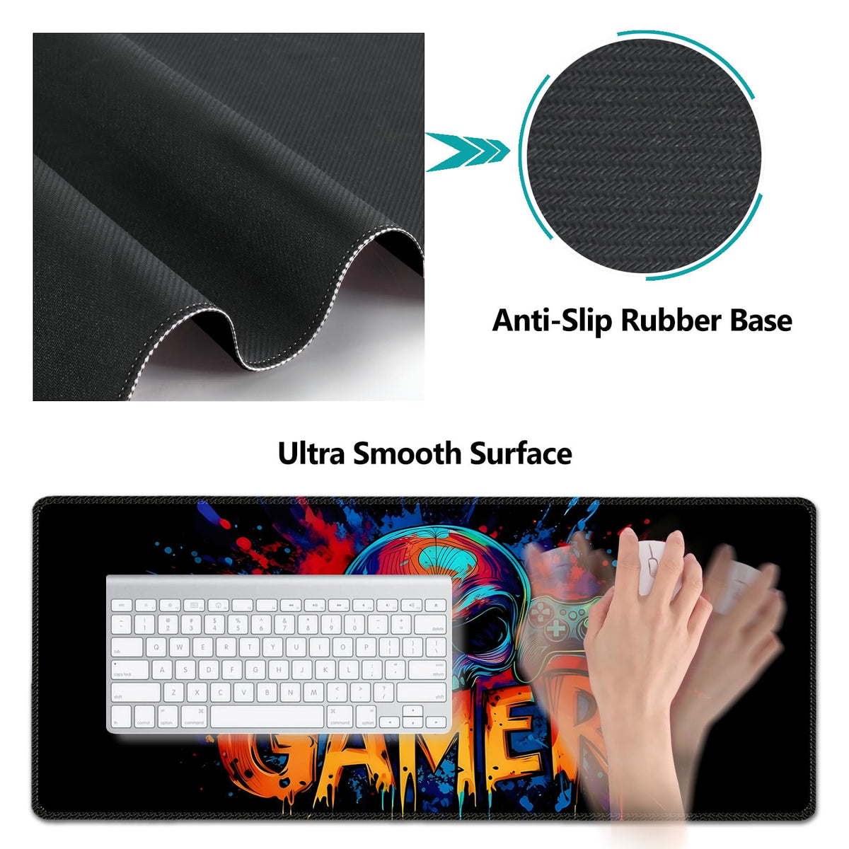 Large Gaming Mouse Pad Set (Skull Gamer)
