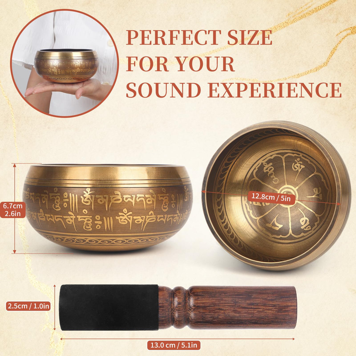 HandMade Meditation Singing Bowl (5 inch Flower)