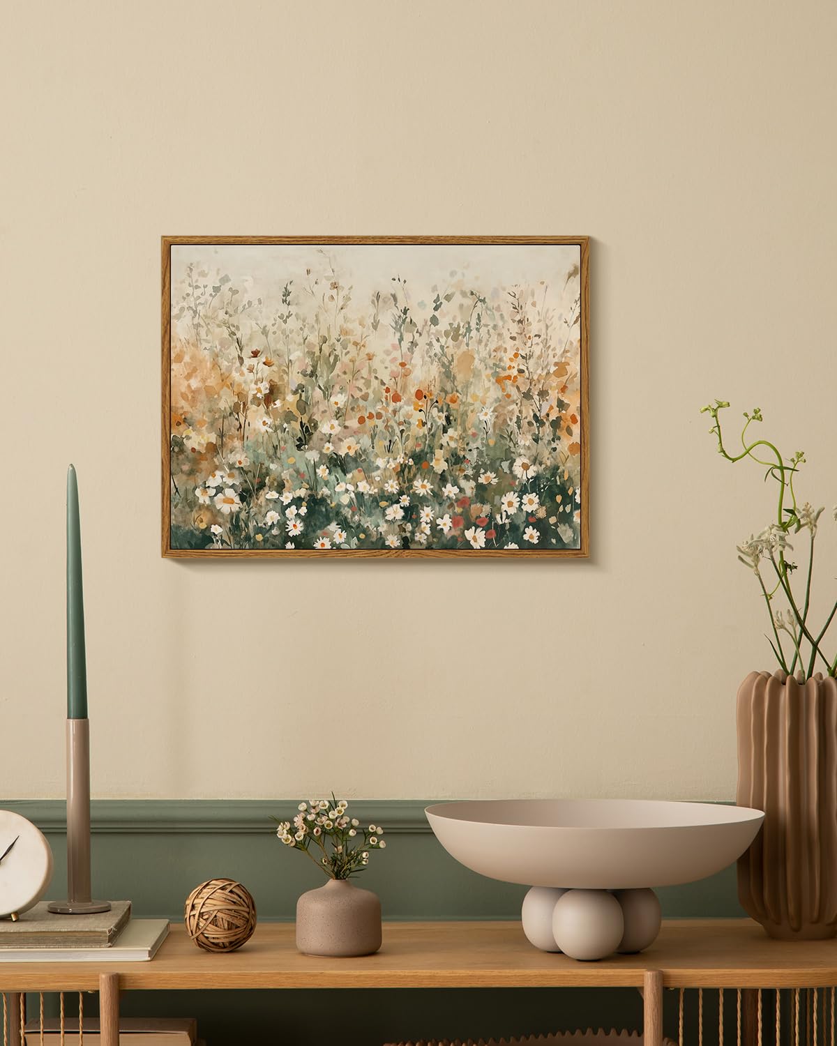Vintage Wildflower Framed Canvas Wall Art 12"x16" Rustic Farmhouse Floral Decor (Wildflower E / 16"L x 12"W)