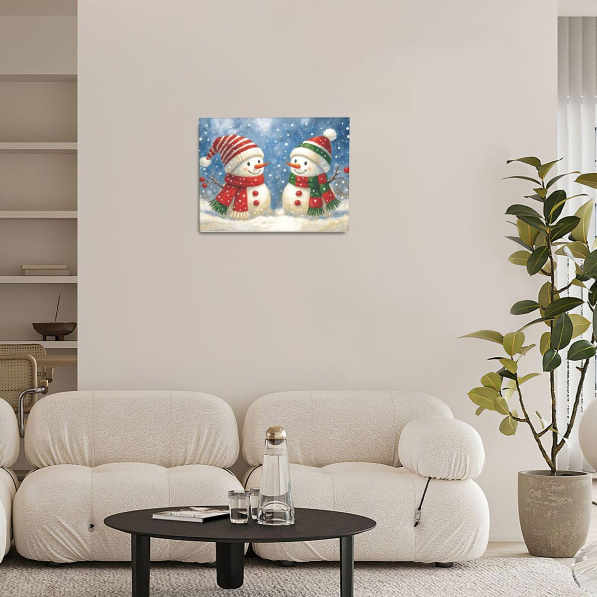 Christmas Snowman Wall Art Winter Holidays Canvas Wall Decor Pictures Paintings Prints Artwork Framed Decorations For Bathroom Bedroom Living Room Office Gifts 16" x 12" (Snowman / 16"L x 12"W)