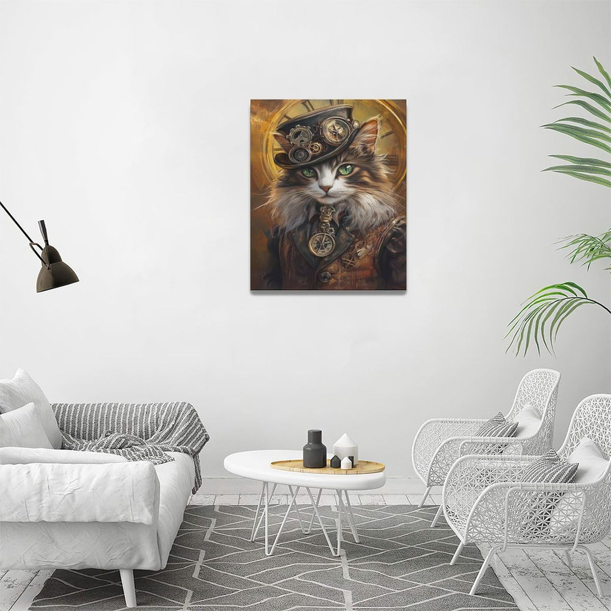 Cat Wall Art Steampunk Pictures Wall Decor (20"L x 16"W / Steampunk Cat)