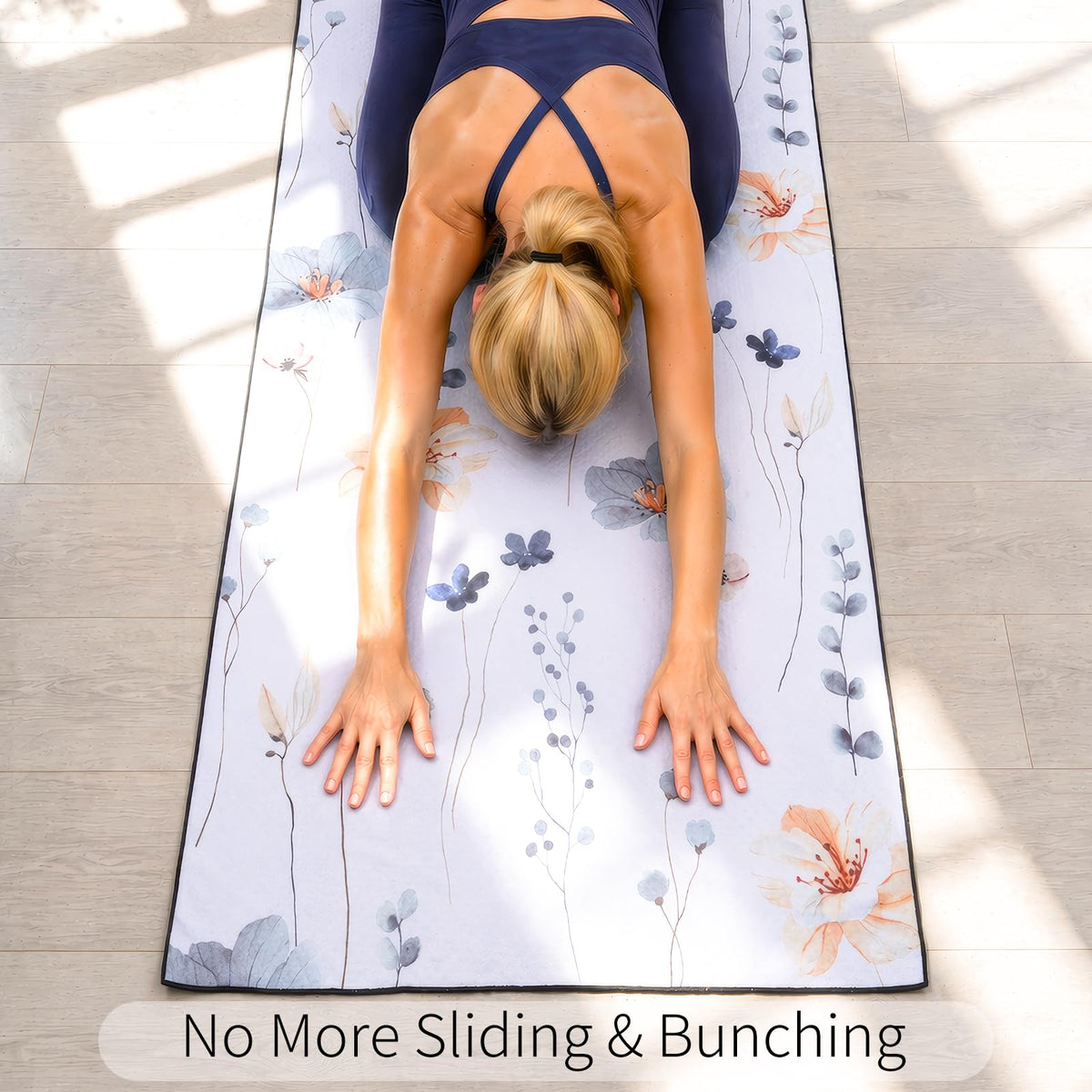 Non Slip Hot Yoga Towel (Watercolor Flowers / 74"x26")