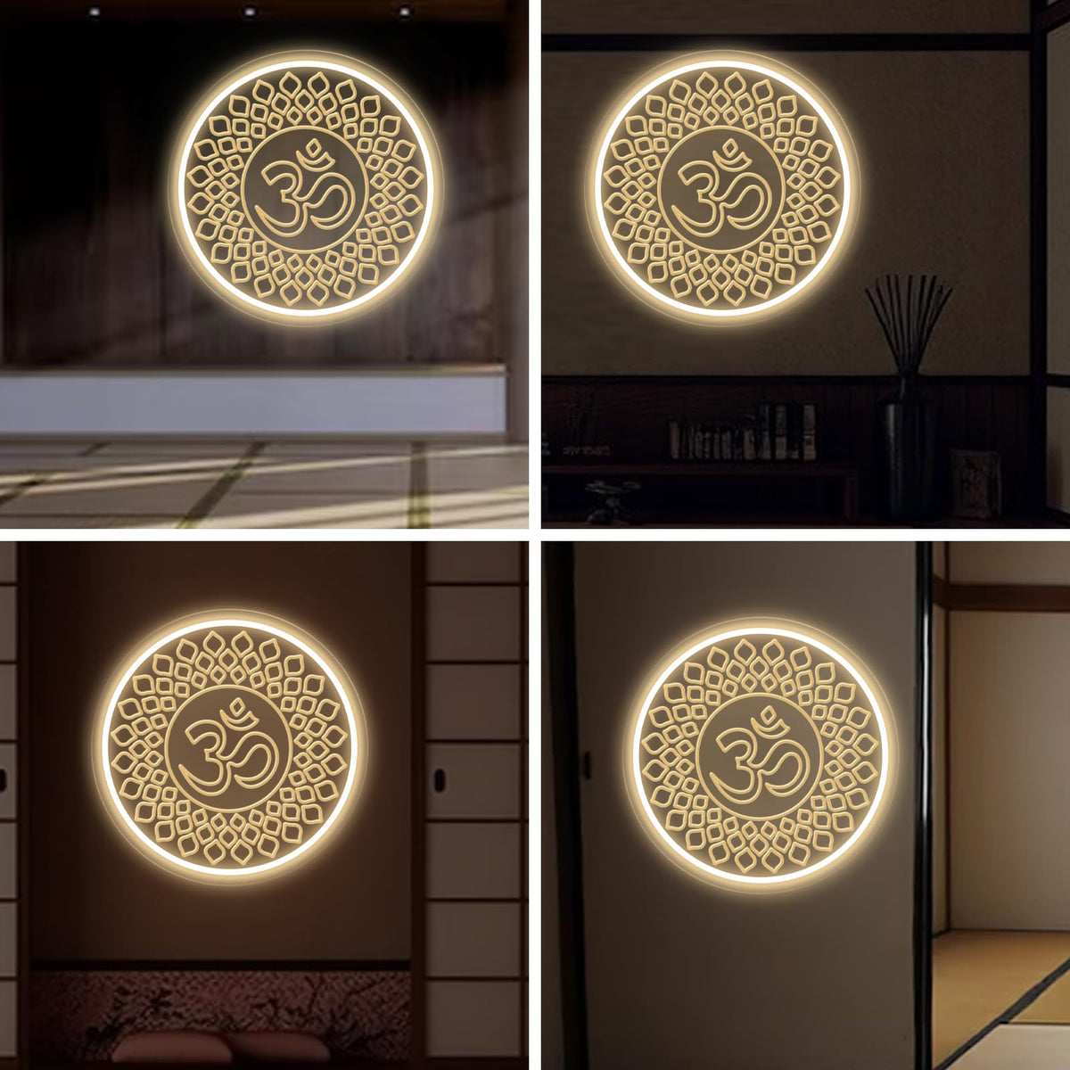 Om Symbol Mandala Neon Sign (Om-Warm White)