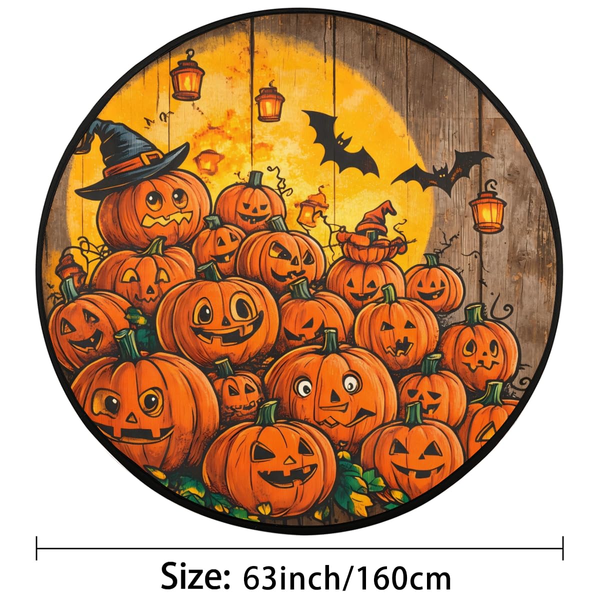 5 Ft Pumpkin Round Rug Circle Area Rugs Circular Door Mat for Indoor (B:c-24 / 5'3" (Round))