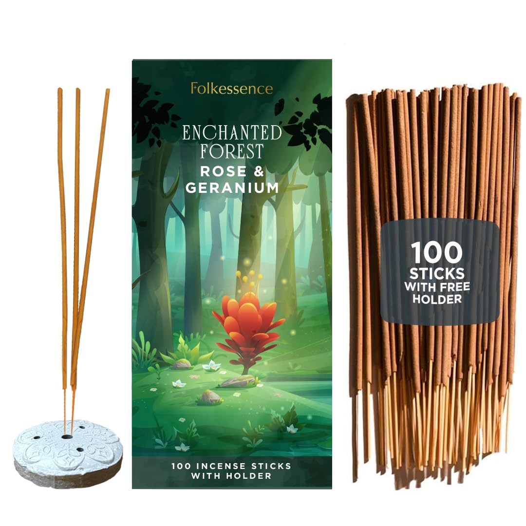 Rose & Geranium Outdoor Incense Sticks with Holder (Pack of 100)
