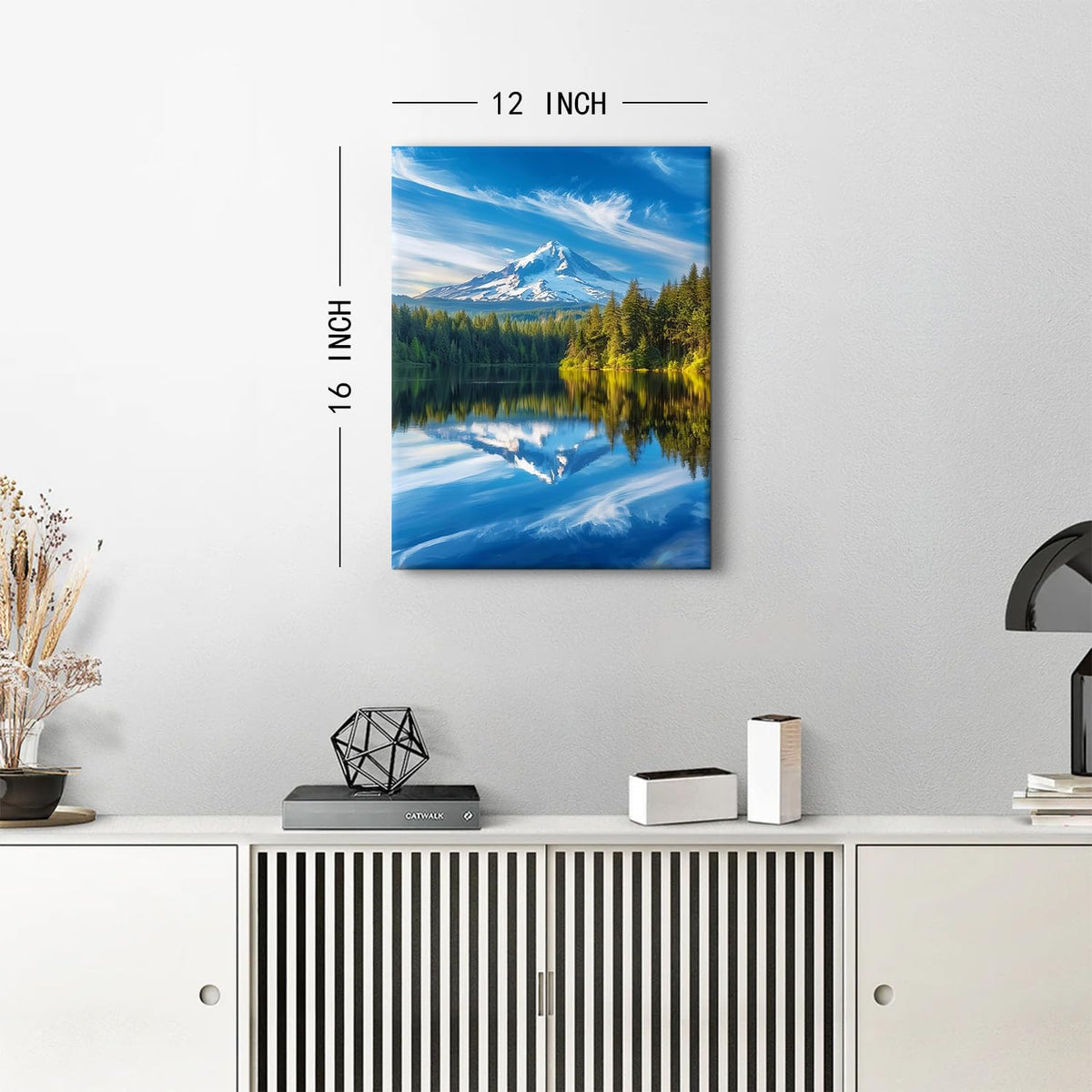 Mountain Wall Art National Park Posters Nature Forest Pictures Blue Lake Reflection Landscape Canvas Prints Mt Hood Mountains Scenery Painting Artwork for Bedroom Living Room Home Decorations 12x16" (16"L x 12"W / Mt Hood)