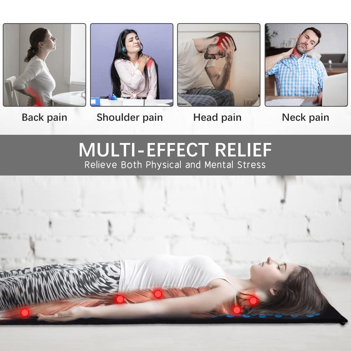 Extra Long Yoga Acupressure Mat Set (Blue)