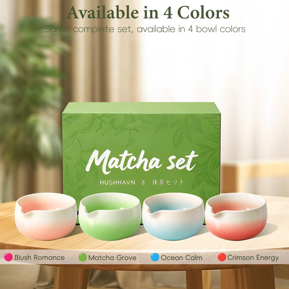 Matcha Whisk Set with Ceramic Bowl & Bamboo Chasen (Gradient Pink)