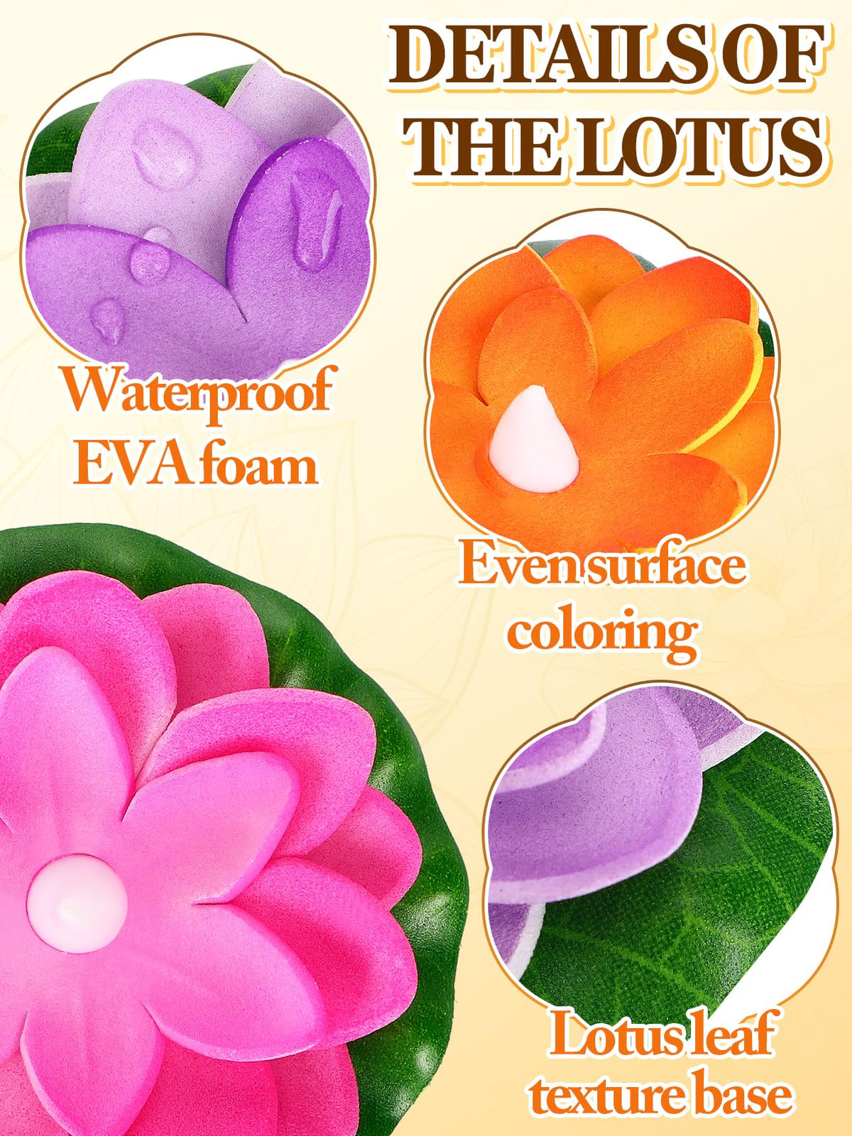 6pcs 3in Diwali Decorations Lotus Light (3 in)