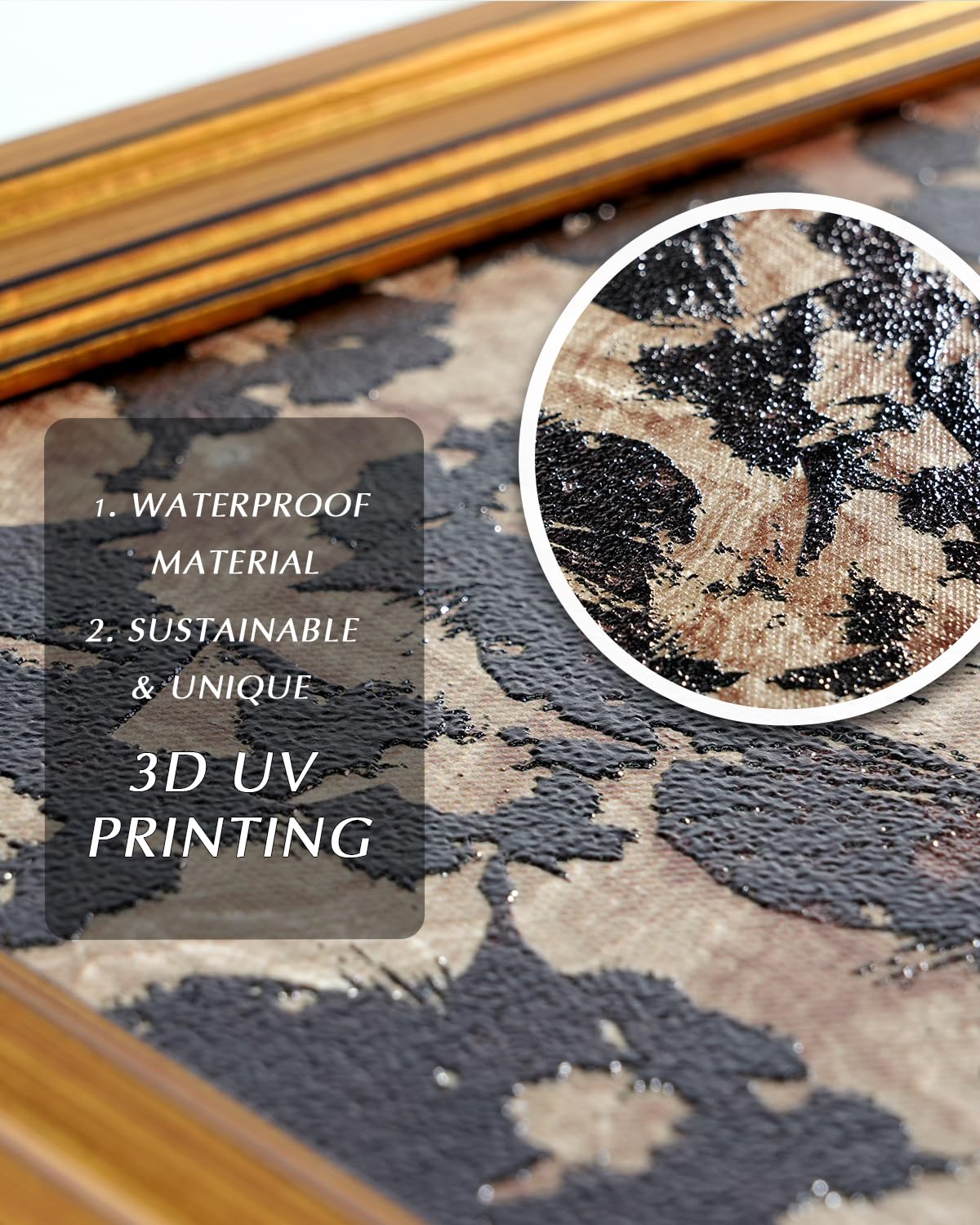 3D Textured Gold Framed Wall Art (Abstract Pattern / 16"L x 12"W)