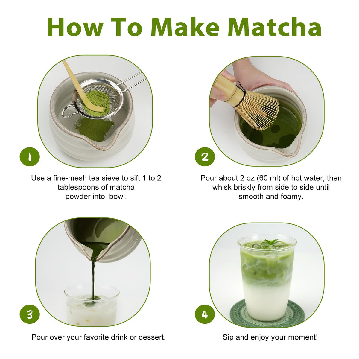 Matcha Powder (2 Ounce and 7 Piece Set)