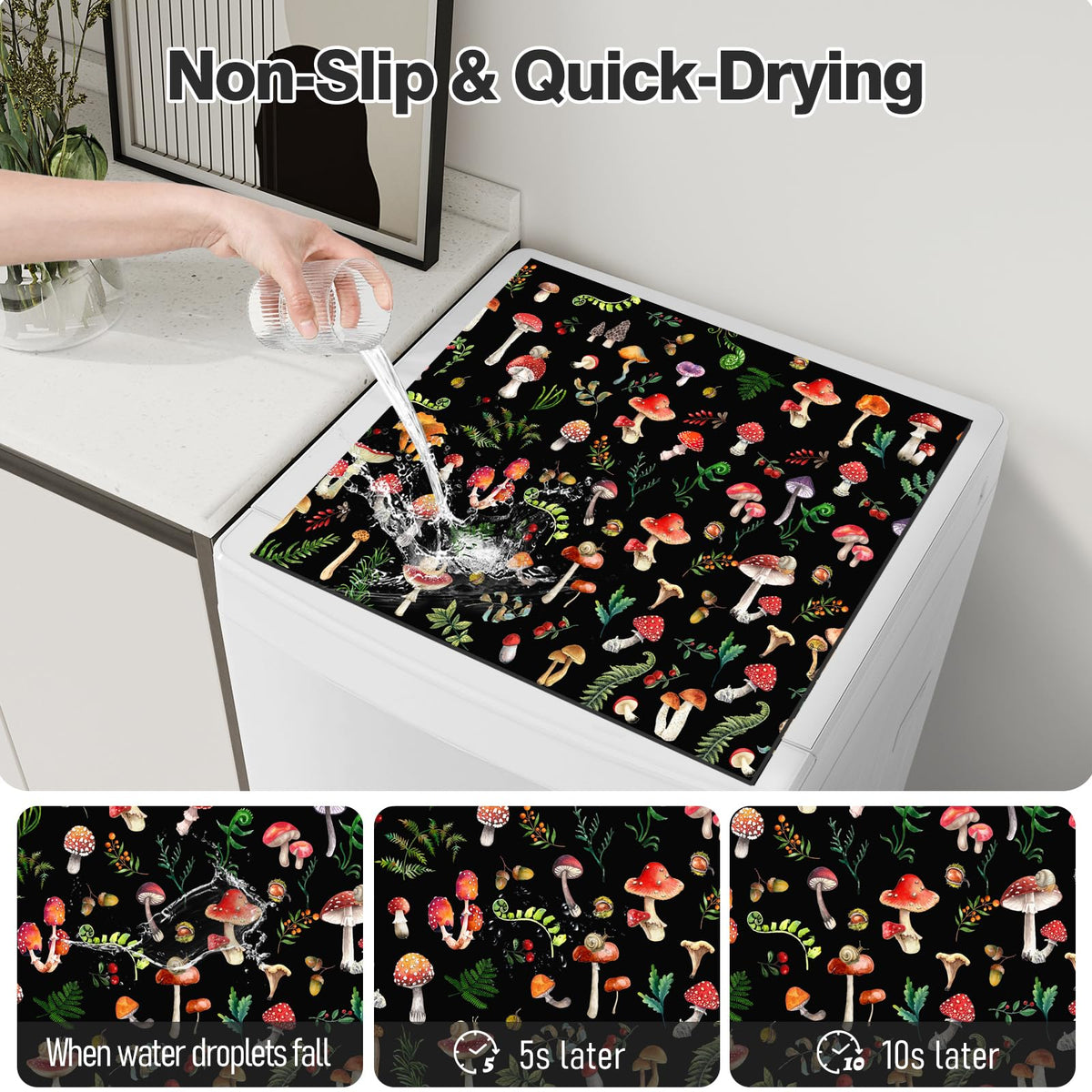 Dryer Top Protector Mat (black mushroom)