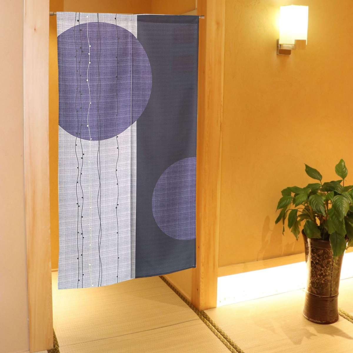 Noren Japanese Doorway Curtain Tapestry Decorations Room Divider Privacy Anime Curtains Zen Style Doorway Curtain Panel Traditional Chinese (Purple Enso Circle / 33.5"W x 67"L (Pack of 1))
