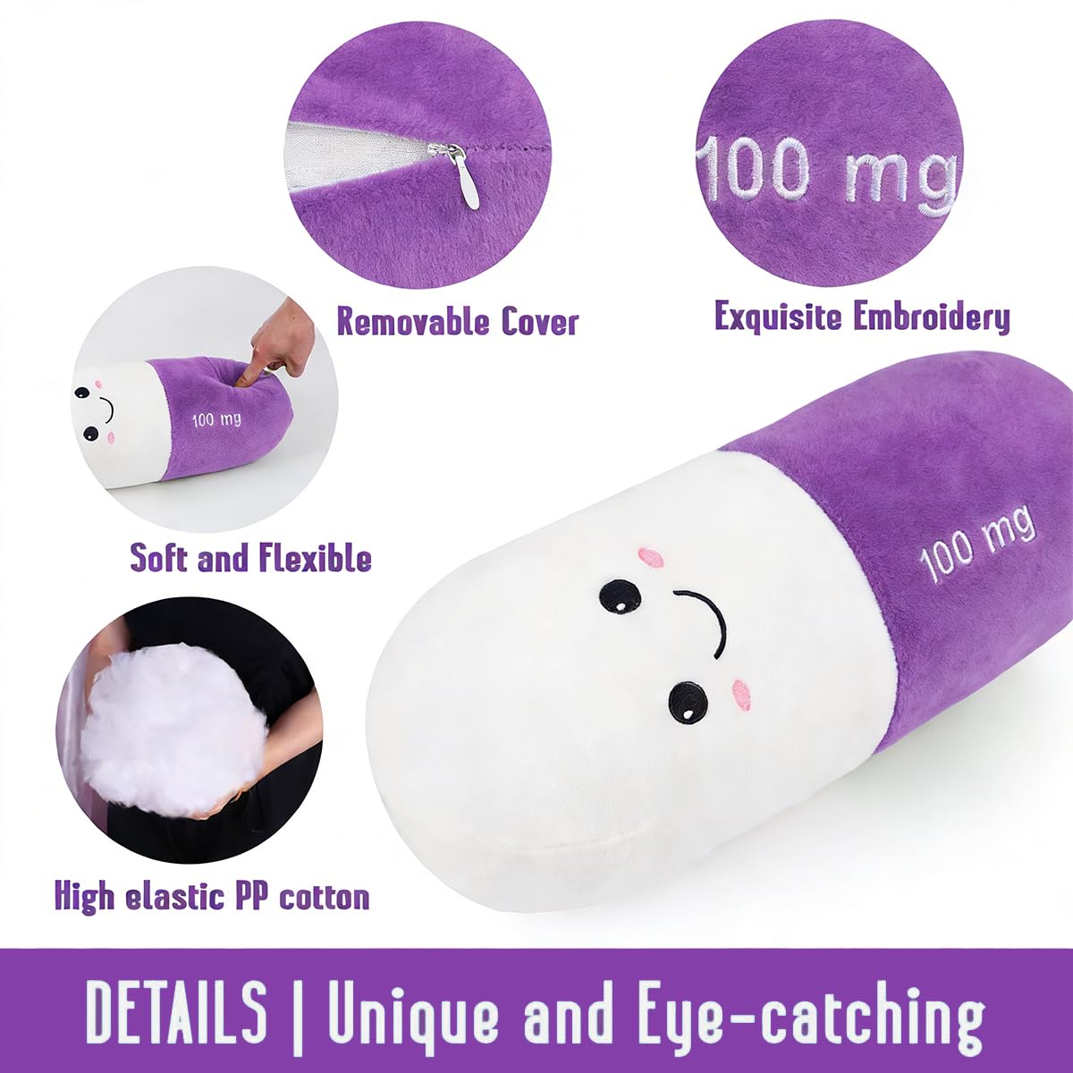 Cervical Neck Roll Pill Pillow (Purple / Medium)