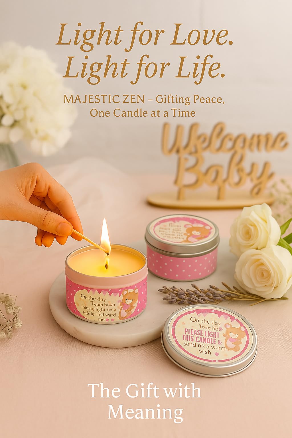 Baby Shower Candle Favors for Girls (Pink-2- One Single 9pk)