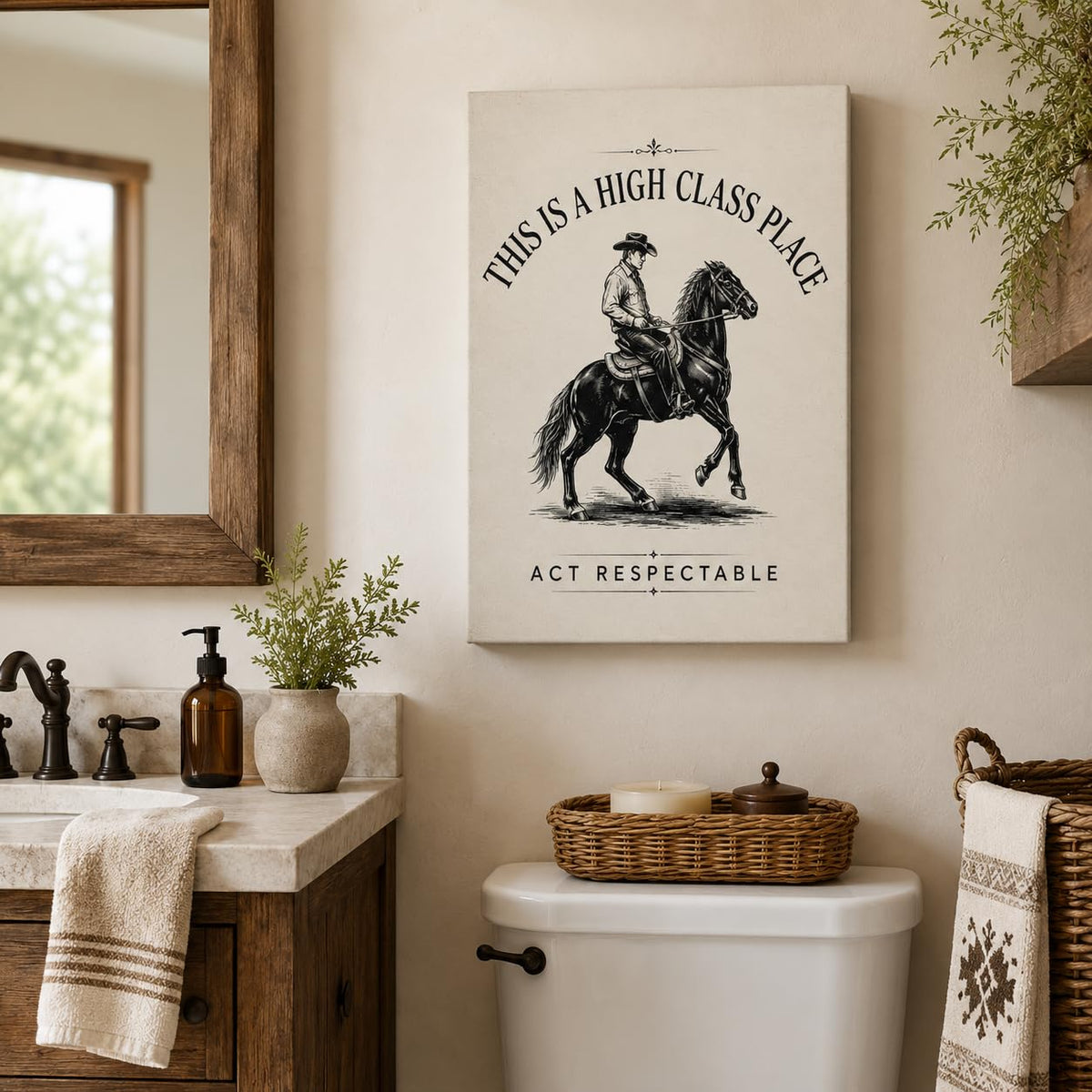 Funny Cowboy Framed Canvas Wall Art Western Quote Rustic Decor 12x16 Inches (Funny Cowboy / 16"L x 12"W)